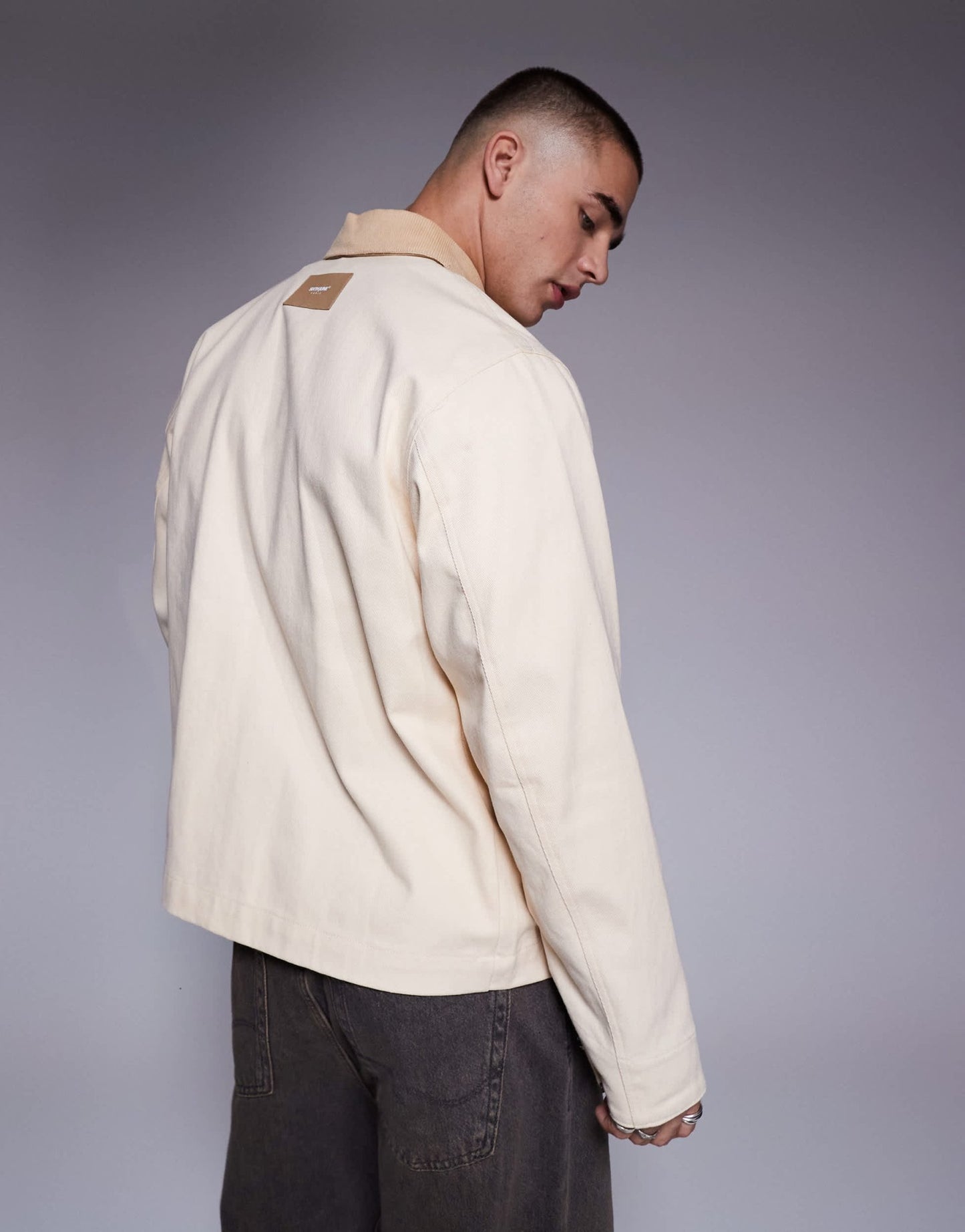 Sixth June contrast collar trucker jacket co-ord in cream - ASOS Sample Sale