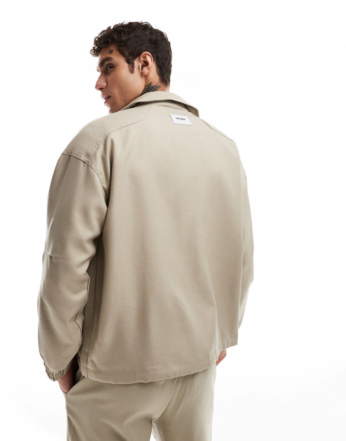 Sixth June front pocket logo detail jacket co - ord in beige - ASOS Sample Sale