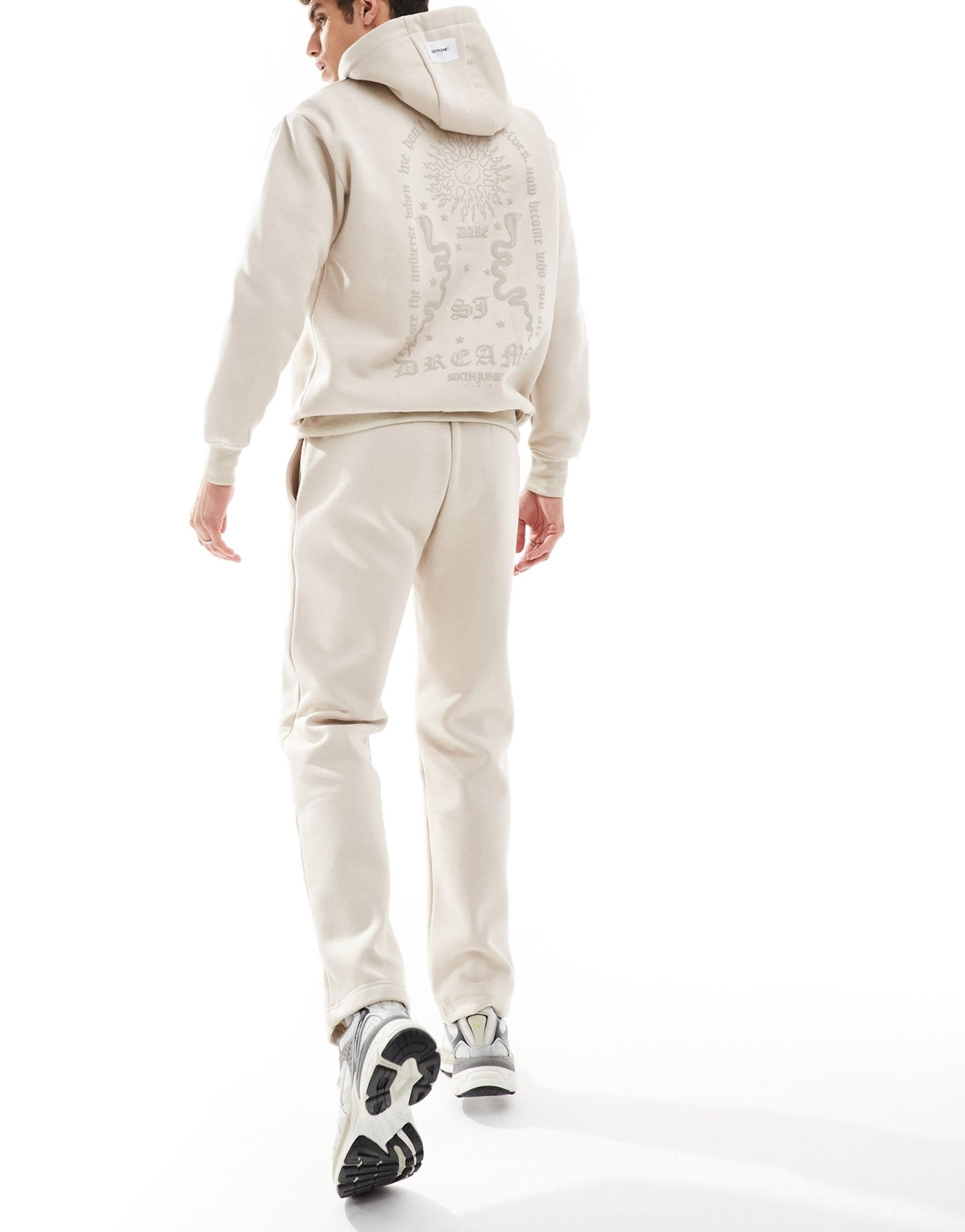 Sixth June printed motif straight leg jogger co - ord in beige - ASOS Sample Sale