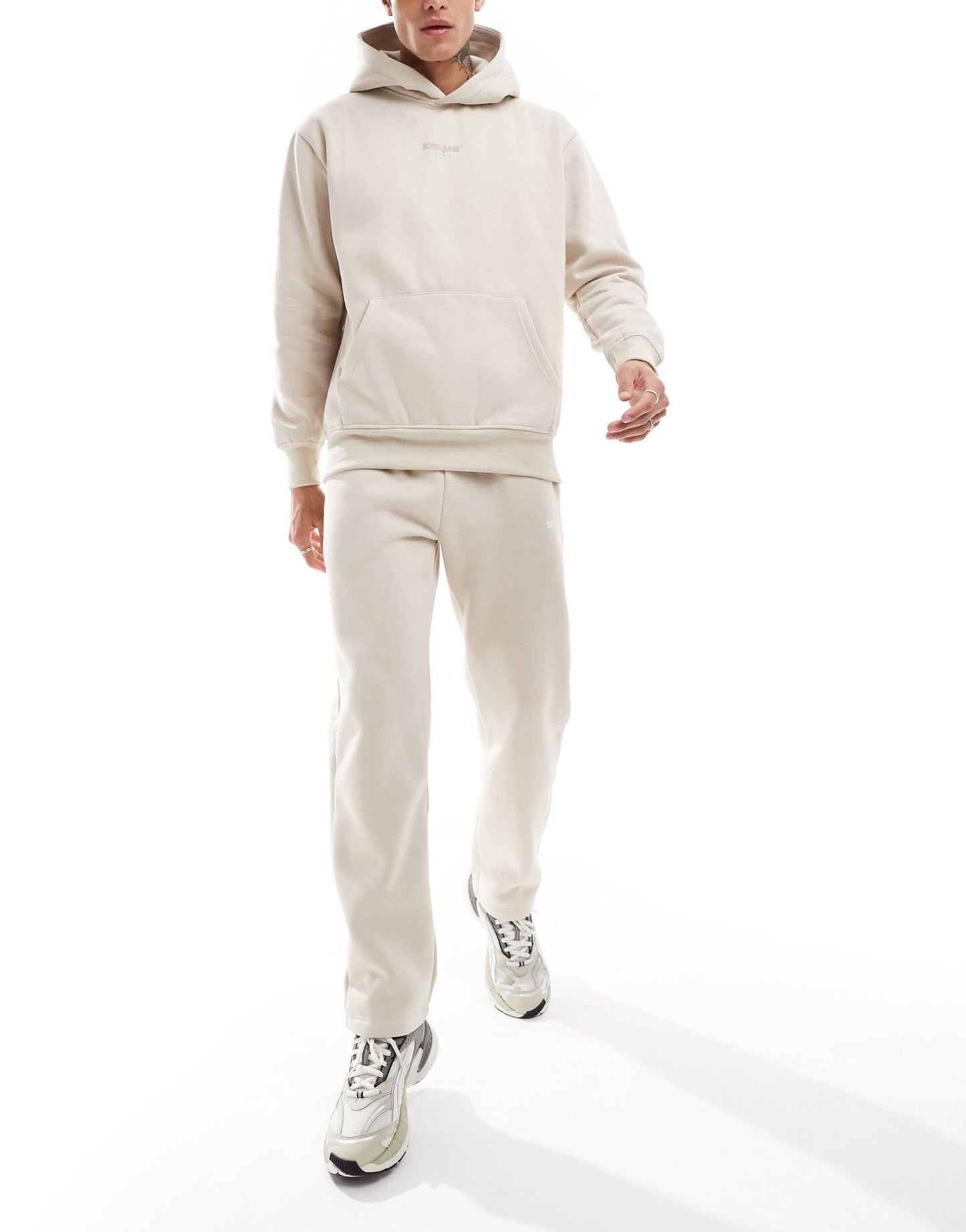 Sixth June printed motif straight leg jogger co - ord in beige - ASOS Sample Sale