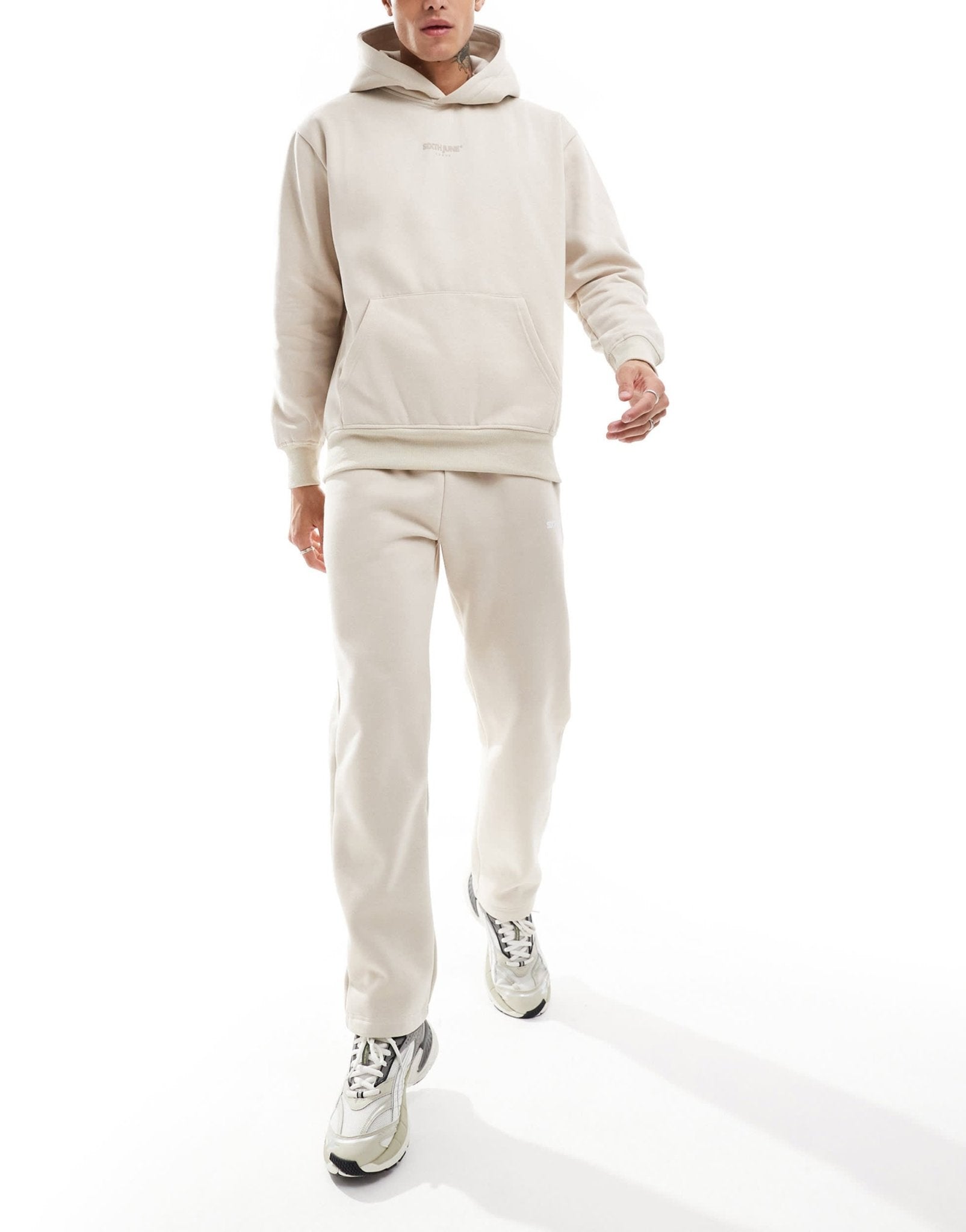 Sixth June printed motif straight leg jogger co - ord in beige - ASOS Sample Sale