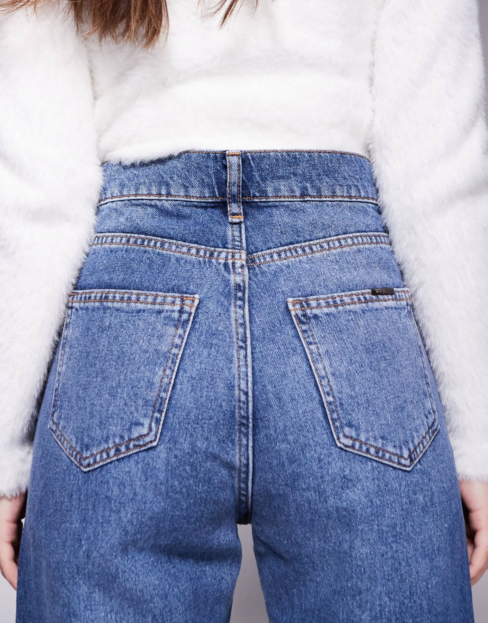 Sixth June relaxed low waist denim jean with frayed hem in blue - ASOS Sample Sale