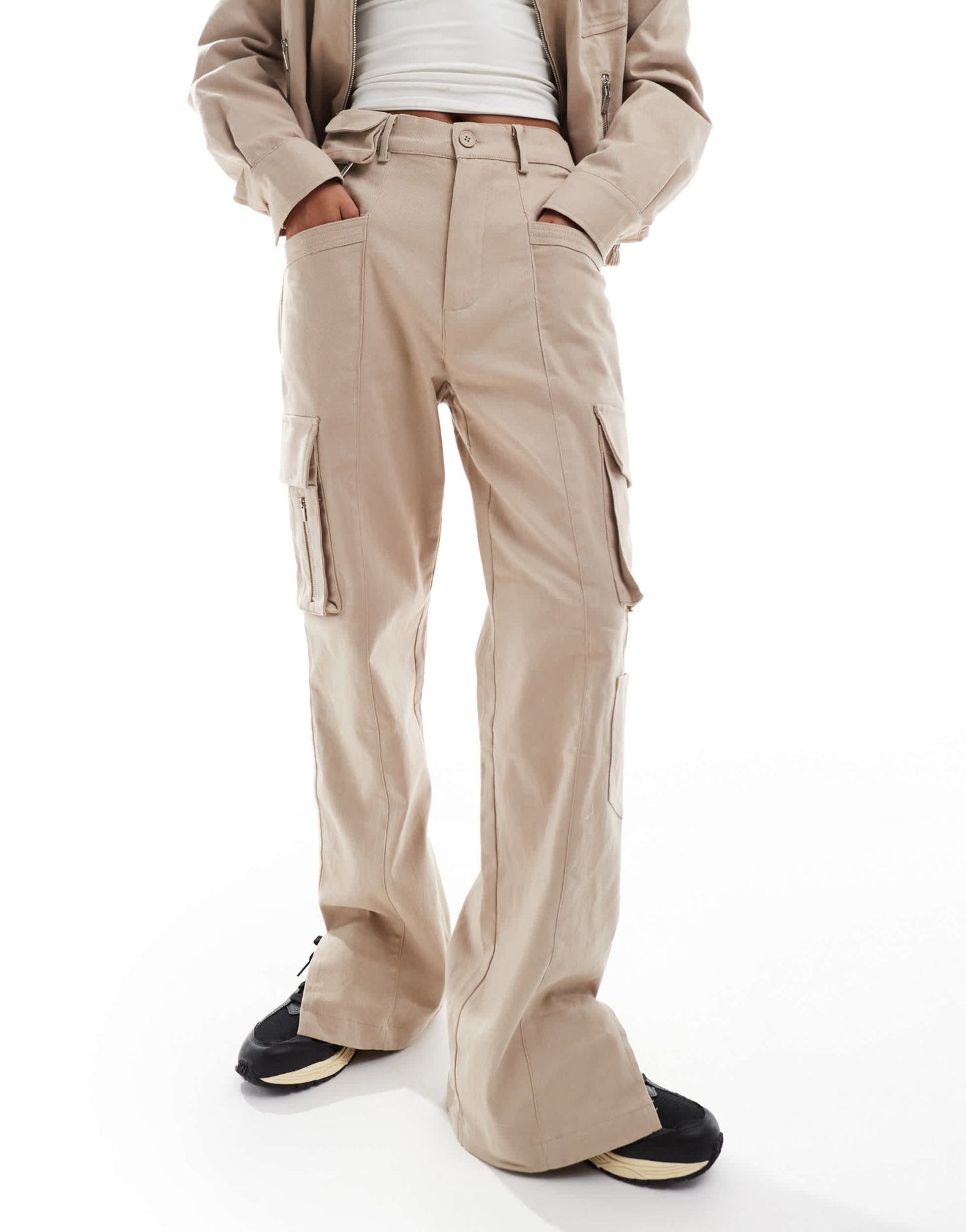 Sixth June relaxed trouser co - ord in beige - ASOS Sample Sale