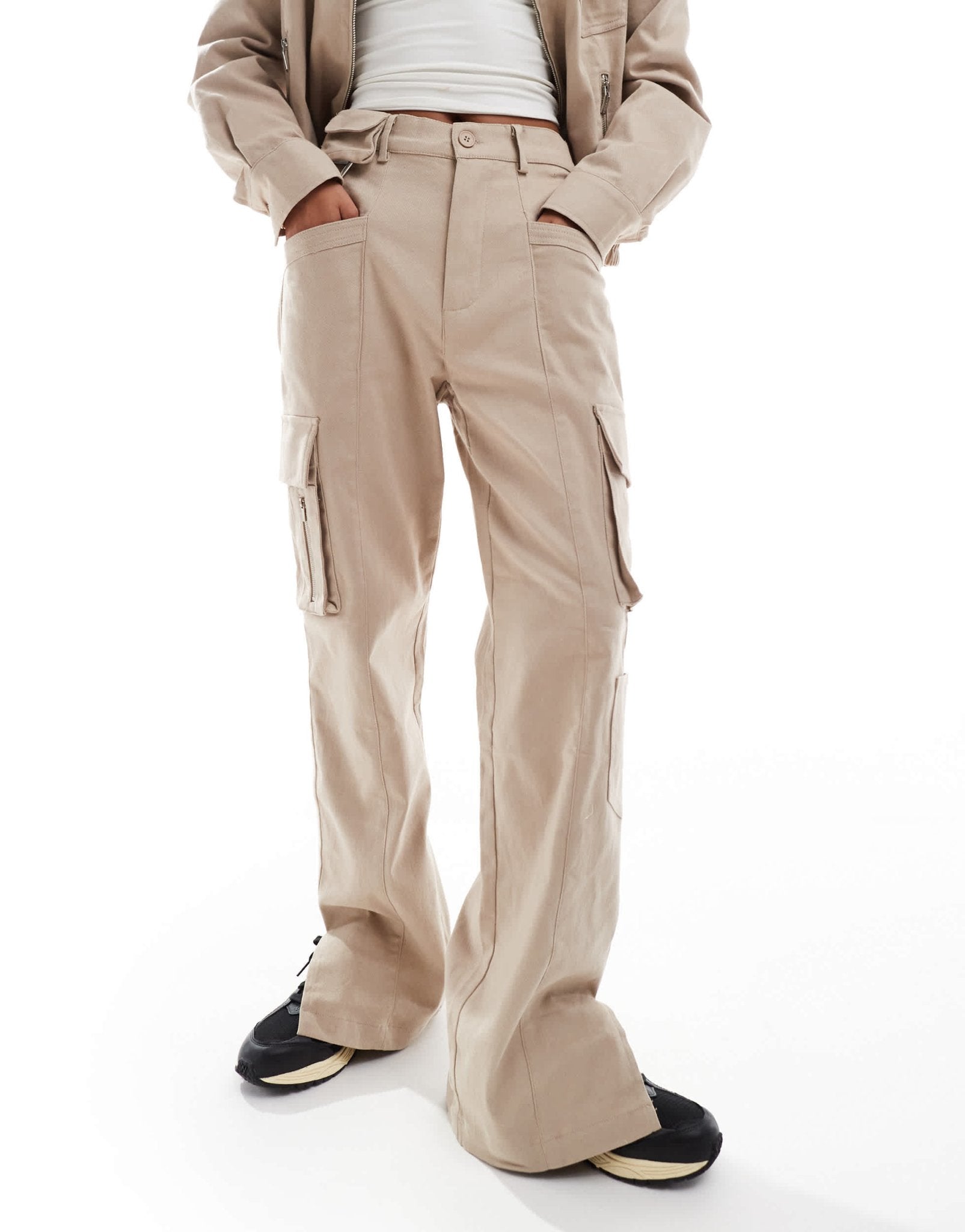 Sixth June relaxed trouser co - ord in beige - ASOS Sample Sale