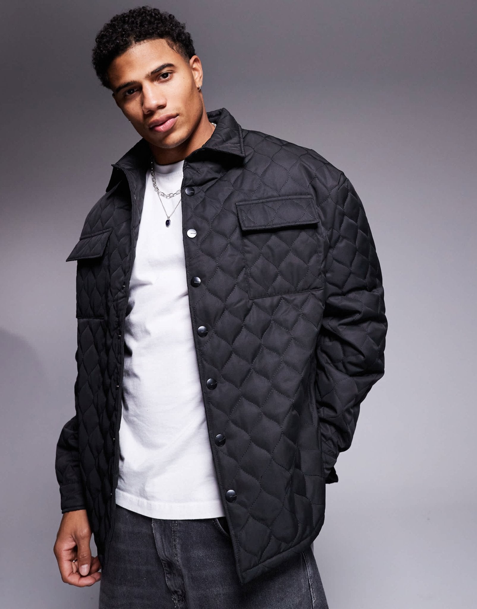 Sixth June wavy quilted jacket in black - ASOS Sample Sale