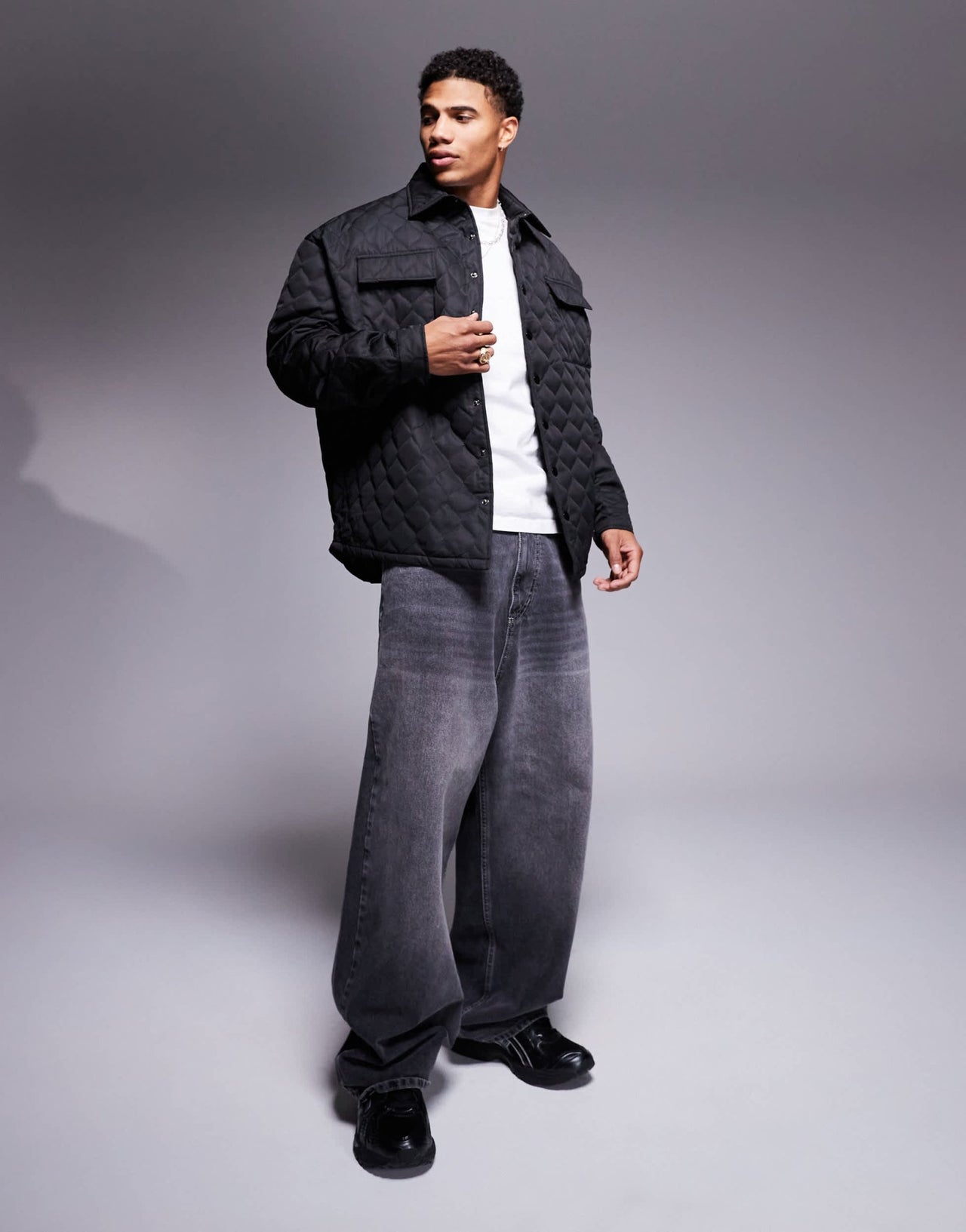 Sixth June wavy quilted jacket in black - ASOS Sample Sale