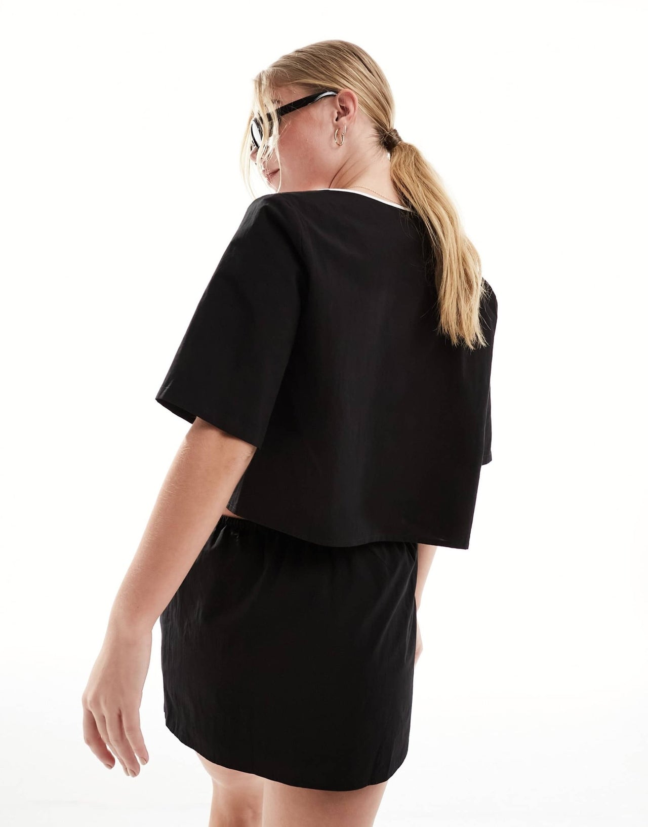 SNDYS contrast tie detail top co - ord in black - ASOS Sample Sale