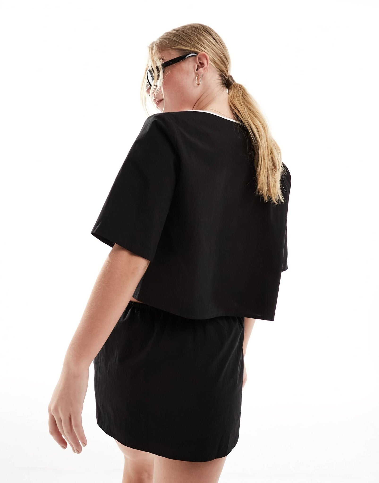 SNDYS contrast tie detail top co - ord in black - ASOS Sample Sale