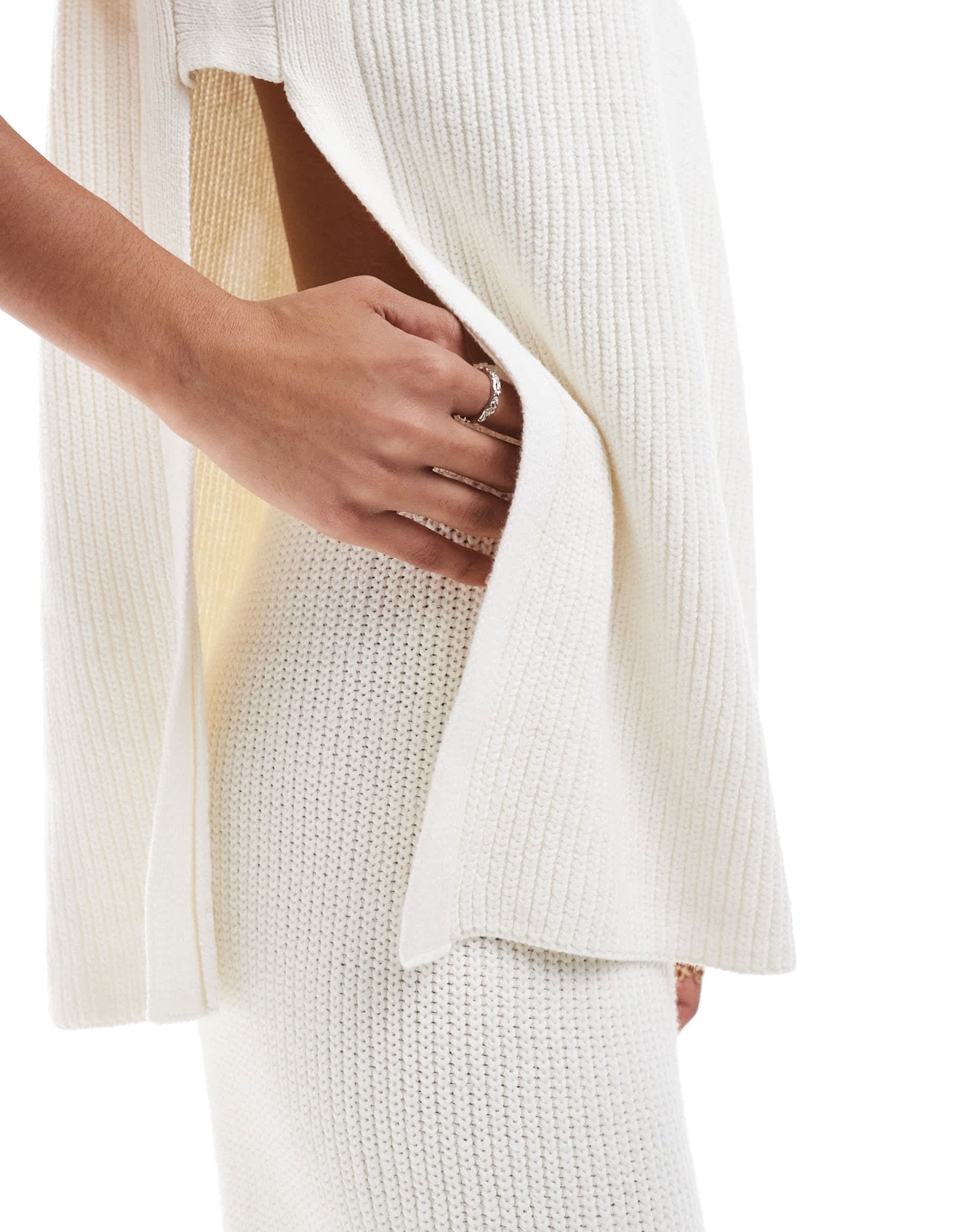 SNDYS cotton knitted wide leg trousers co - ord in white - ASOS Sample Sale