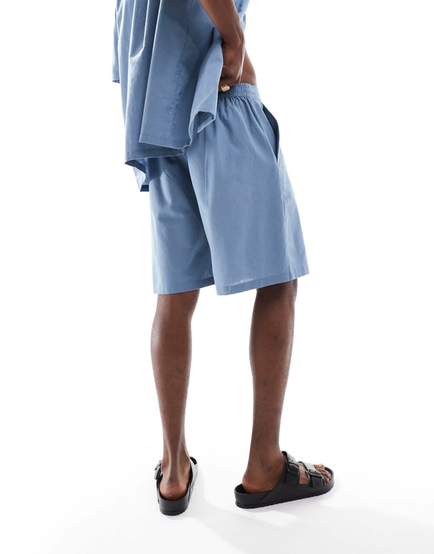 Sol Beach linen beach shorts in slate grey - ASOS Sample Sale