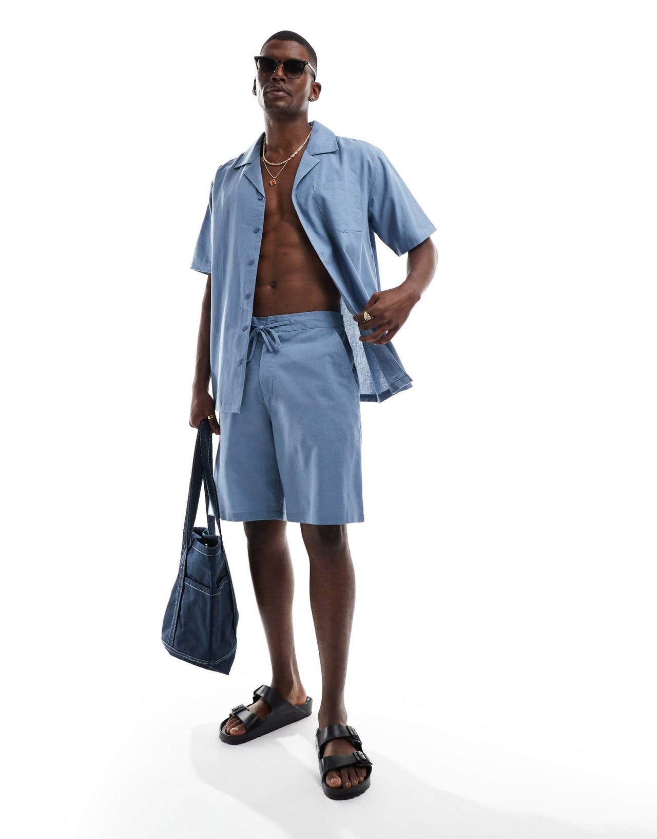 Sol Beach linen beach shorts in slate grey - ASOS Sample Sale