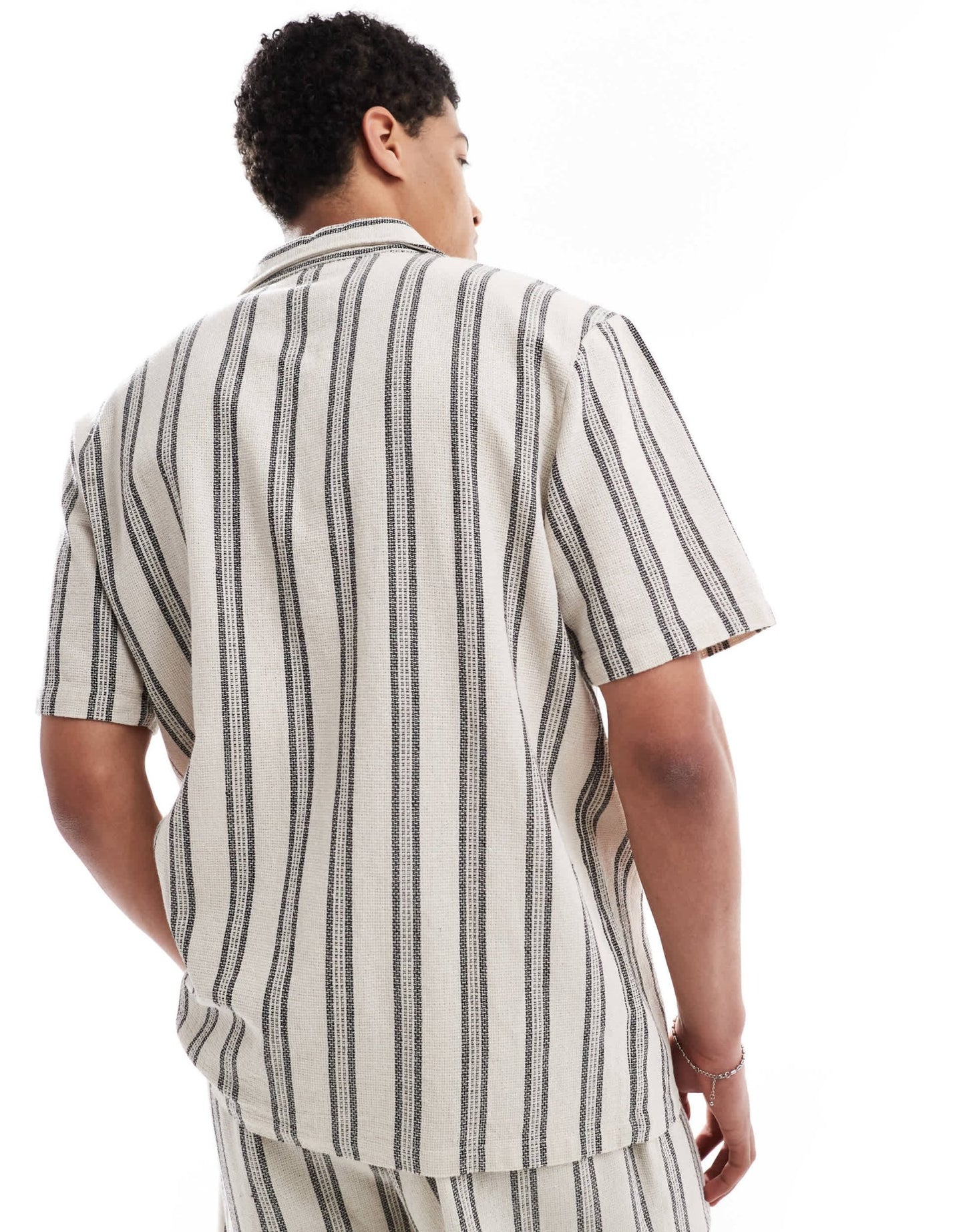 Sol Beach stripe crochet beach shirt in grey and white - ASOS Sample Sale