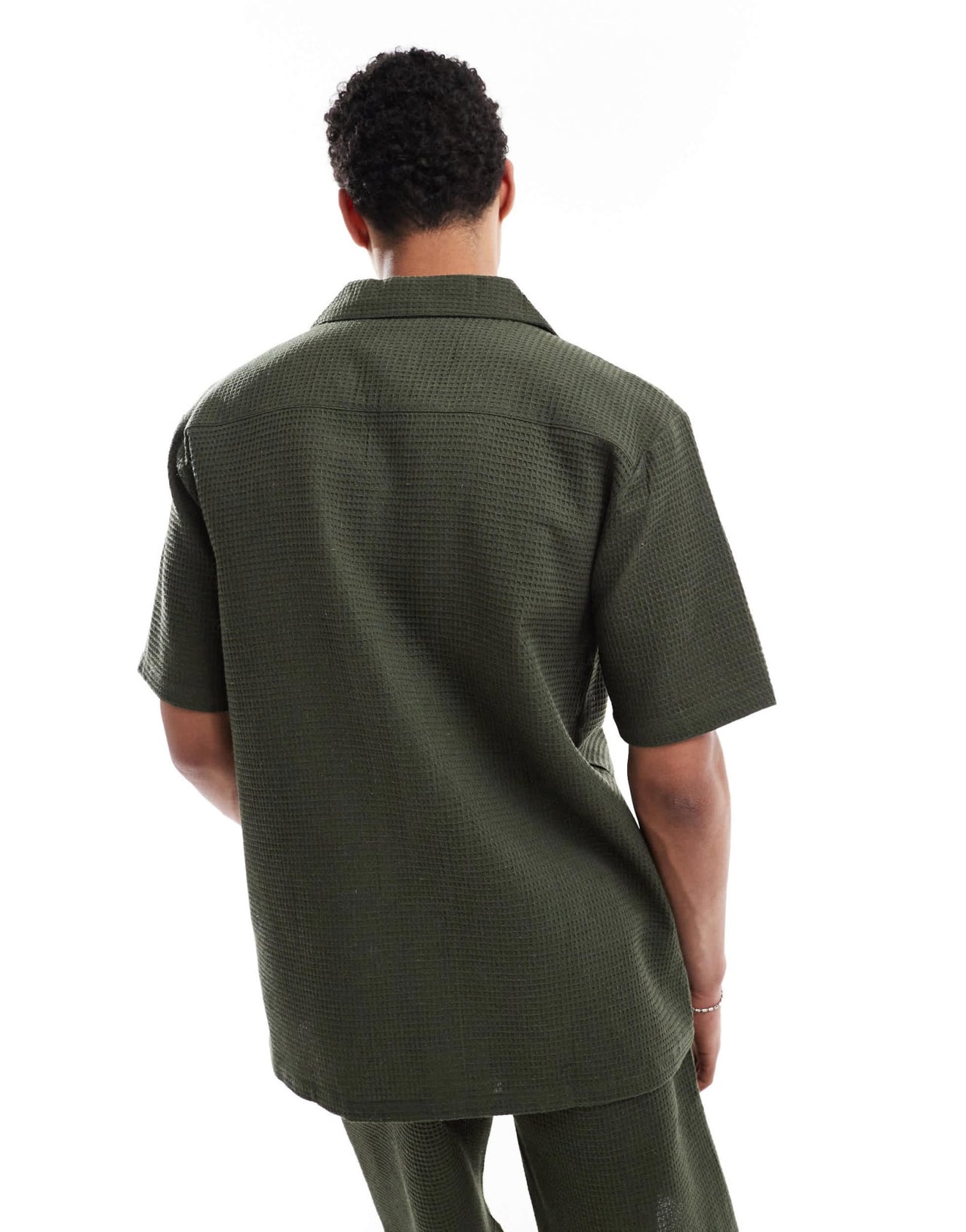 Sol Beach waffle beach shirt in khaki - ASOS Sample Sale