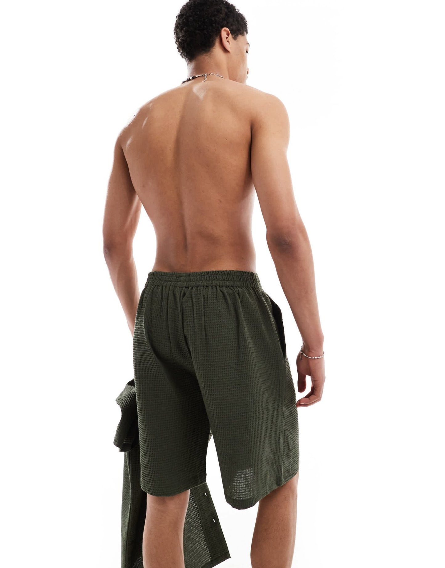 Sol Beach waffle beach short in khaki - ASOS Sample Sale