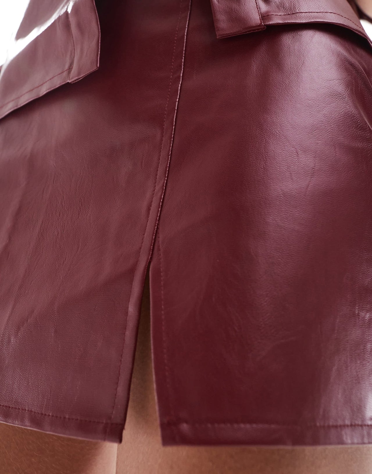 Something New Corpcore leather look mini skirt with slit co - ord in fired brick red - ASOS Sample Sale