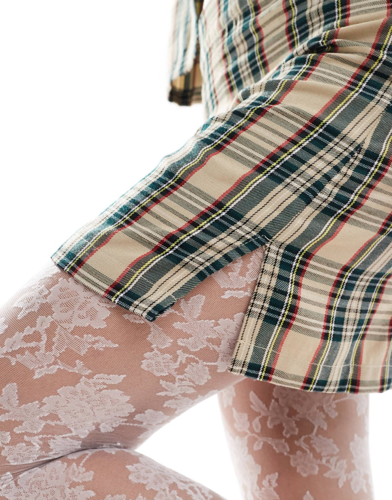 Something New tailored mini skirt co - ord in navy and beige check - ASOS Sample Sale