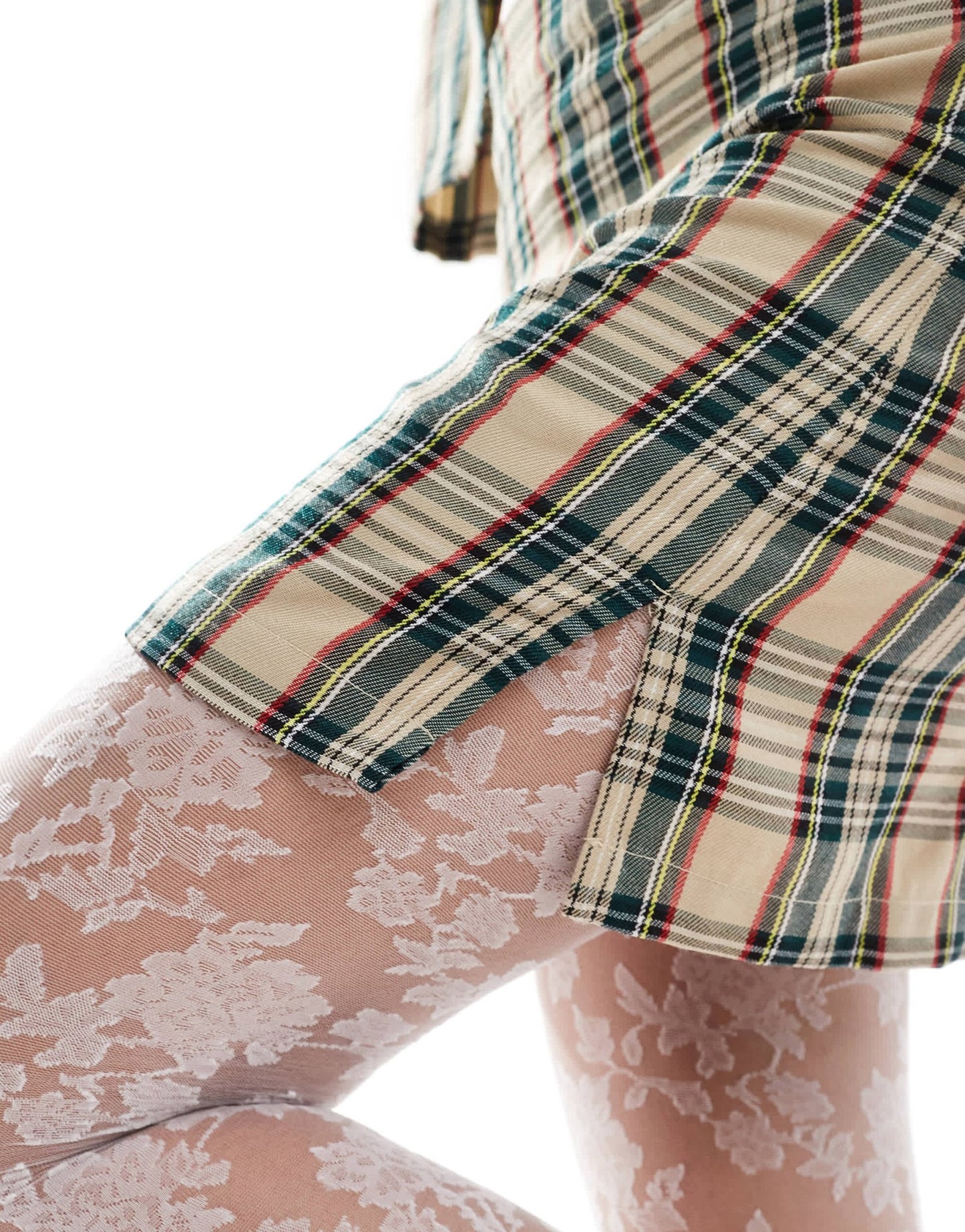 Something New tailored mini skirt co - ord in navy and beige check - ASOS Sample Sale
