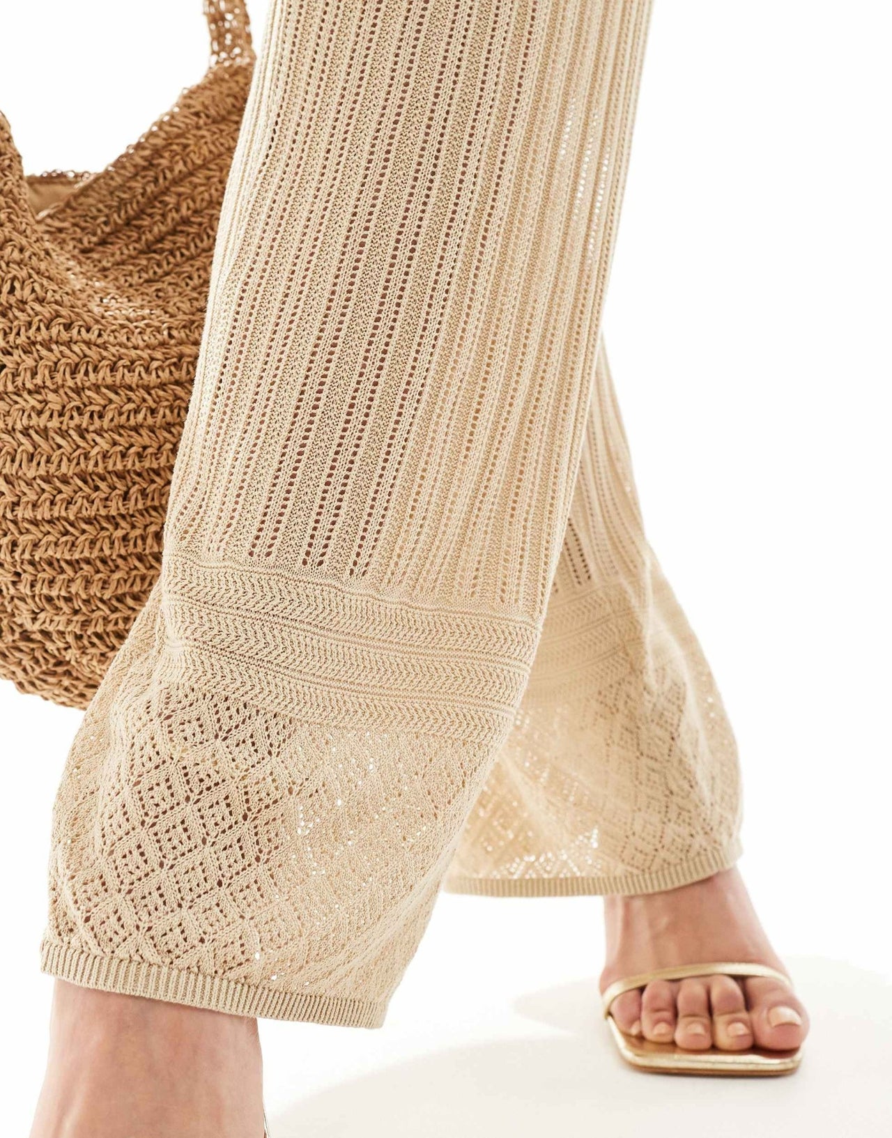 Something New X Cenit Nadir fine crochet trouser co - ord in beige - ASOS Sample Sale