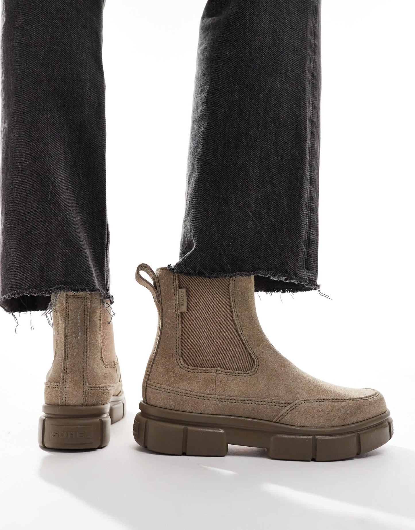 Sorel Explorer STRT suede chelsea boots in omega taupe and wet sand - ASOS Sample Sale