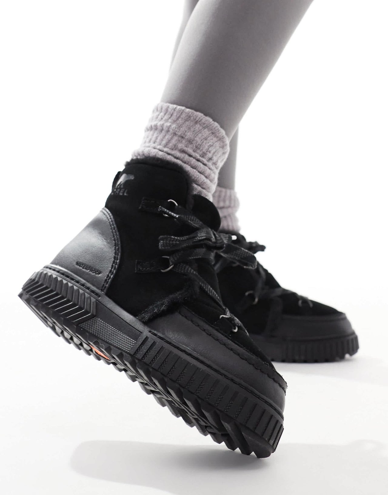 Sorel ONA AVE Alpine WP fleece lined waterproof leather boots in black - ASOS Sample Sale