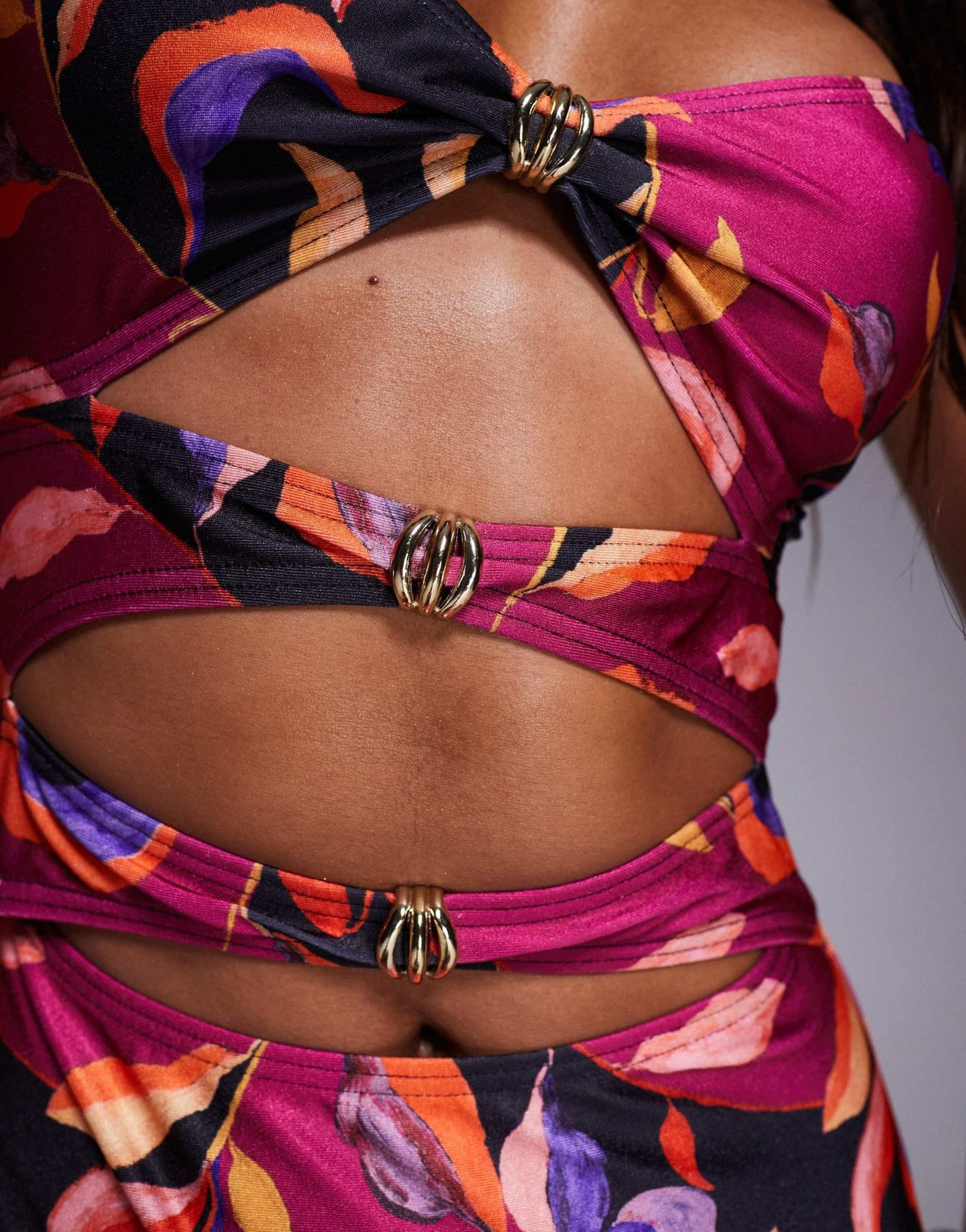 South Beach abstract print cutout swimsuit in magenta - ASOS Sample Sale