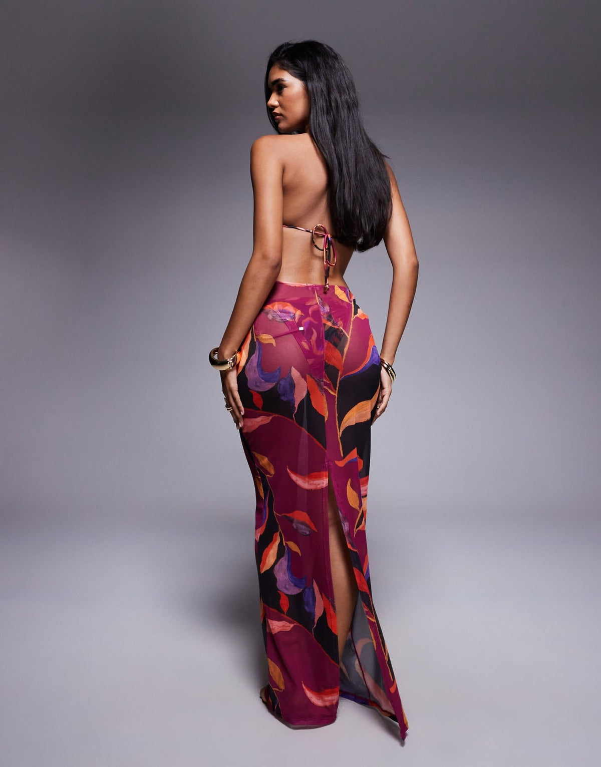 South Beach abstract print mesh maxi beach skirt in magenta - ASOS Sample Sale