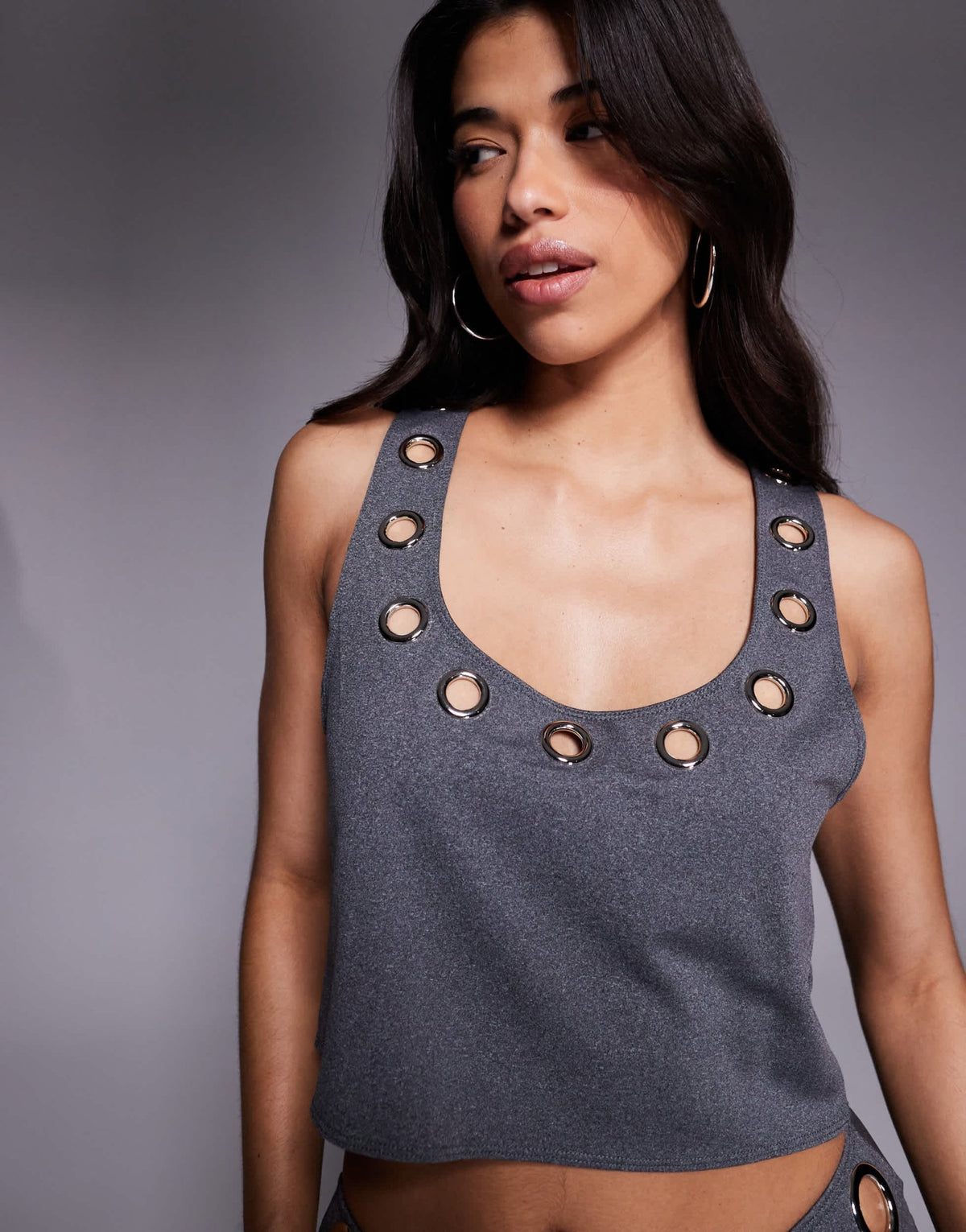 South Beach cami beach top with eyelet detail in grey - ASOS Sample Sale