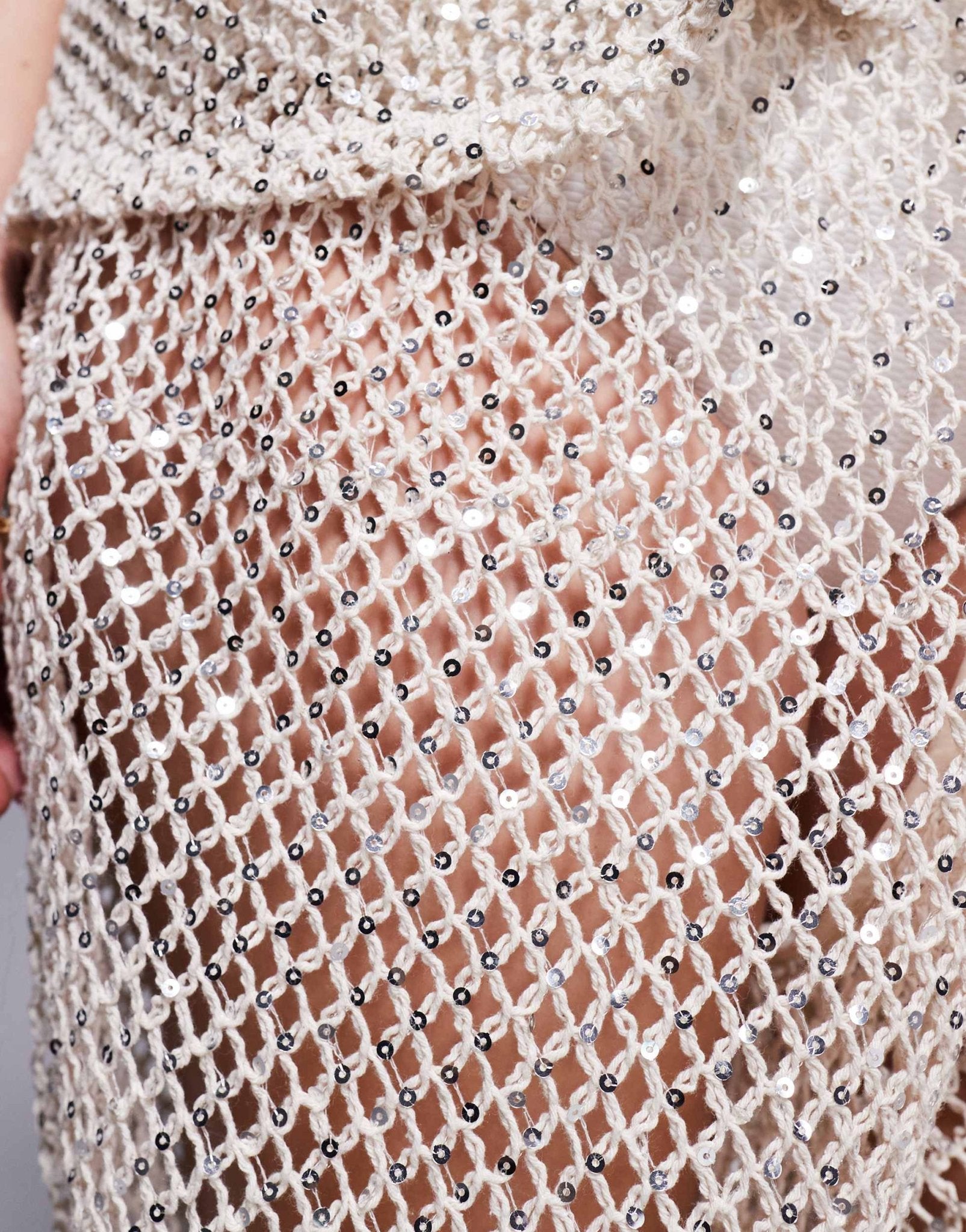 South Beach Curve crochet beach trouser co - ord in cream - ASOS Sample Sale