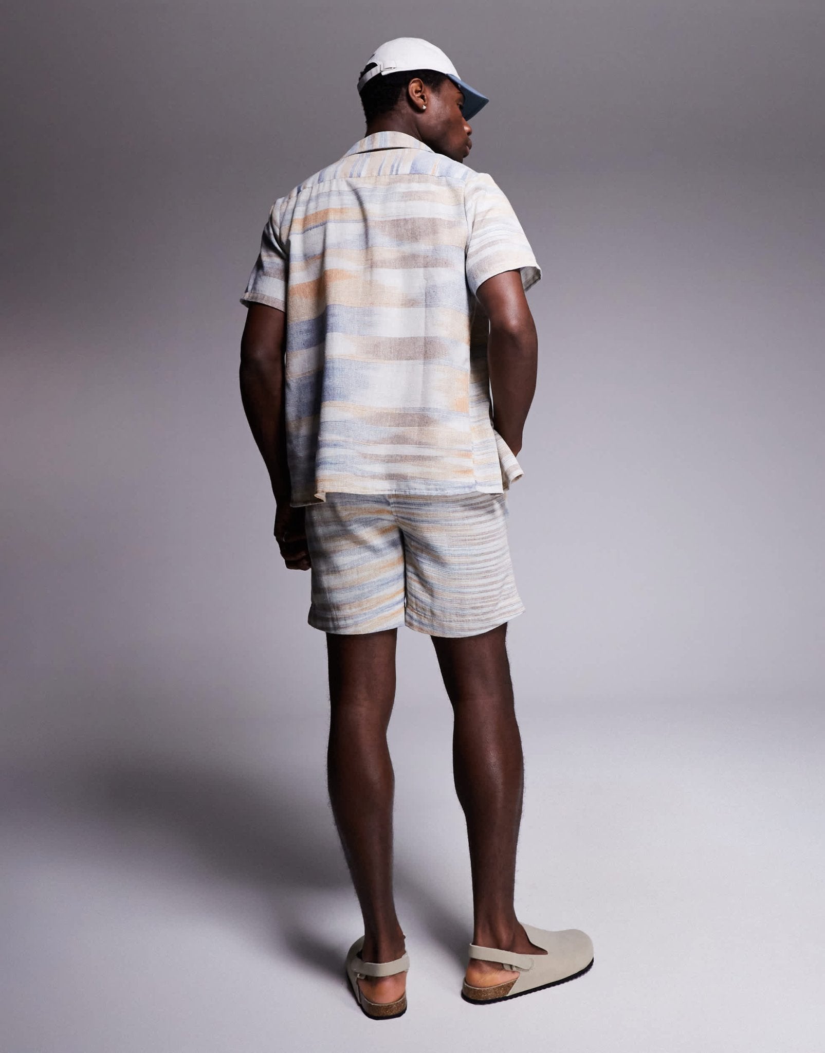 South Beach drawstring beach shorts in neutral stripe - ASOS Sample Sale