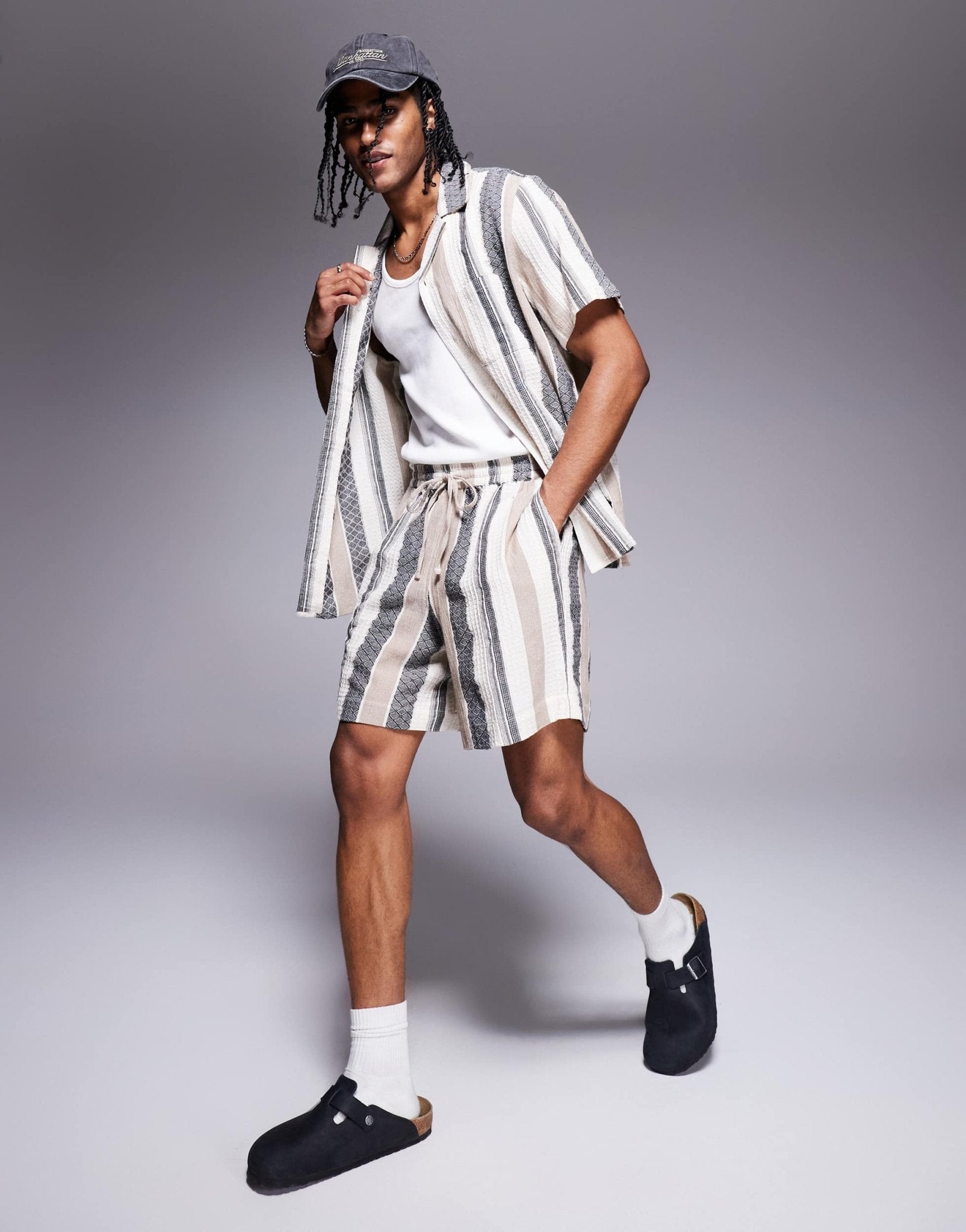 South Beach drawstring textured beach shorts in multi stripe - ASOS Sample Sale
