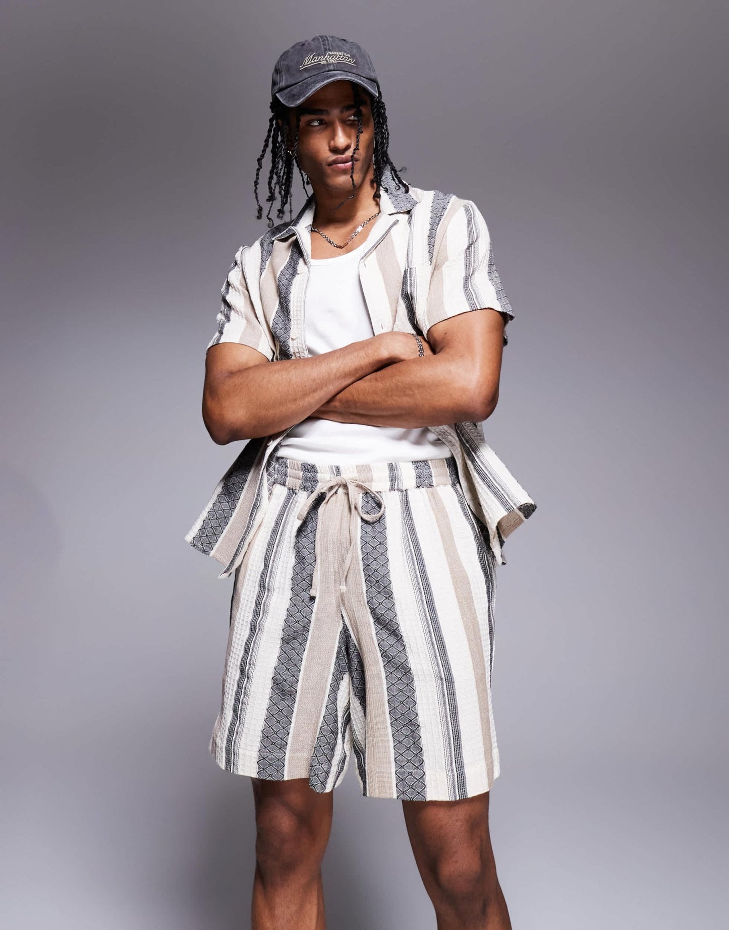 South Beach drawstring textured beach shorts in multi stripe - ASOS Sample Sale