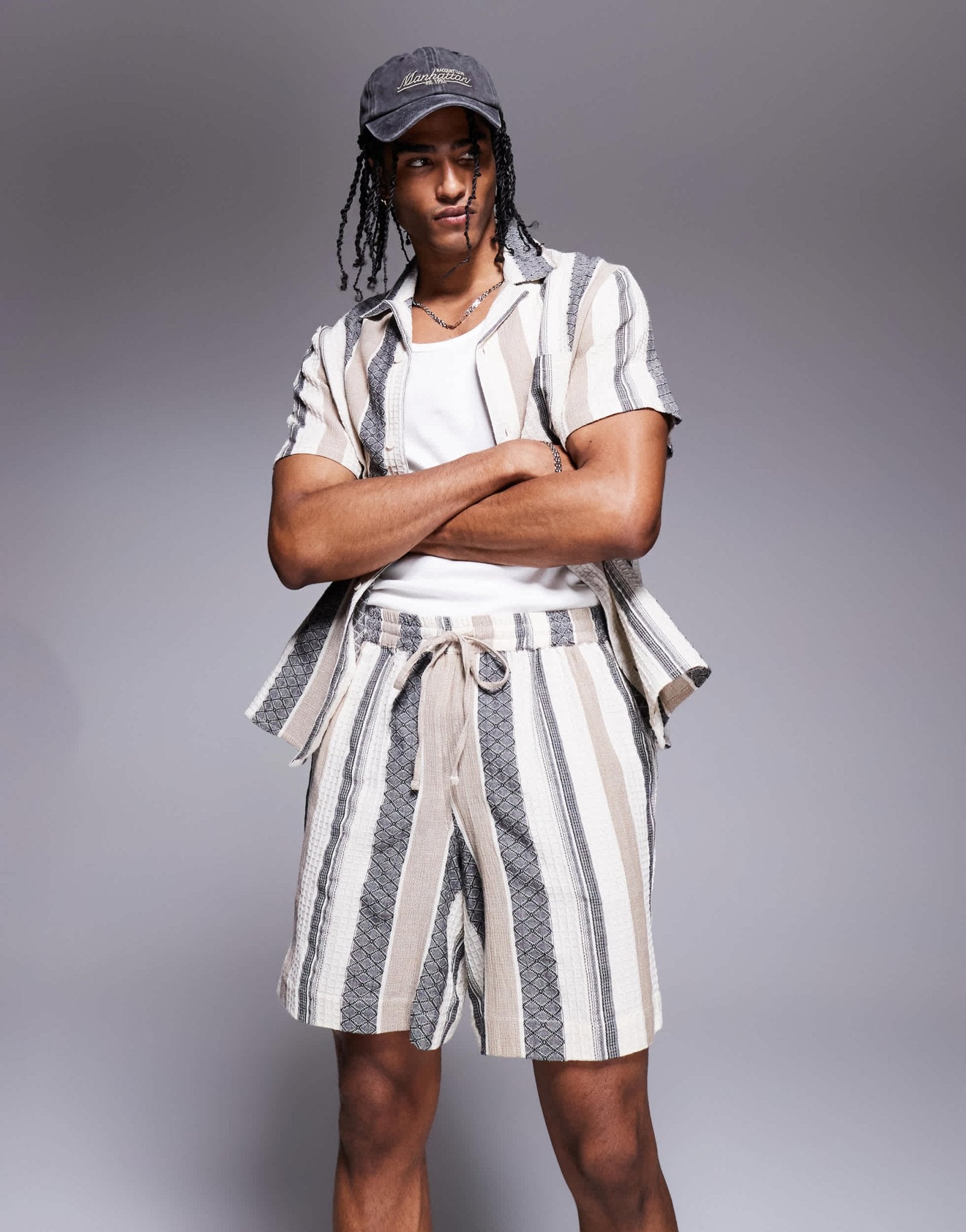 South Beach drawstring textured beach shorts in multi stripe - ASOS Sample Sale