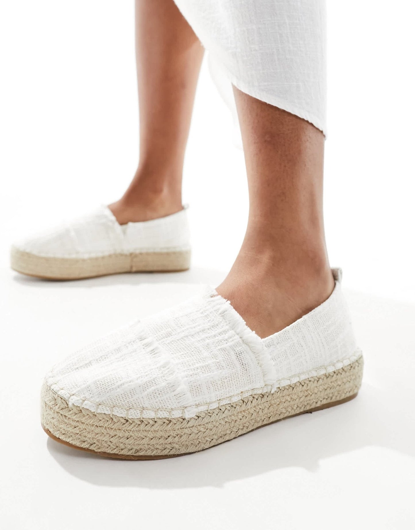 South Beach frayed espadrilles in cream - ASOS Sample Sale