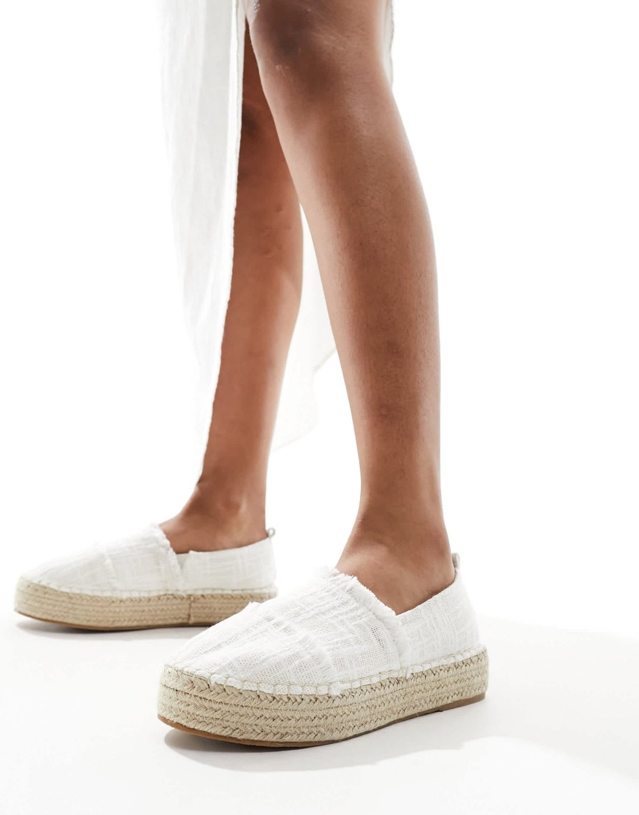 South Beach frayed espadrilles in cream - ASOS Sample Sale