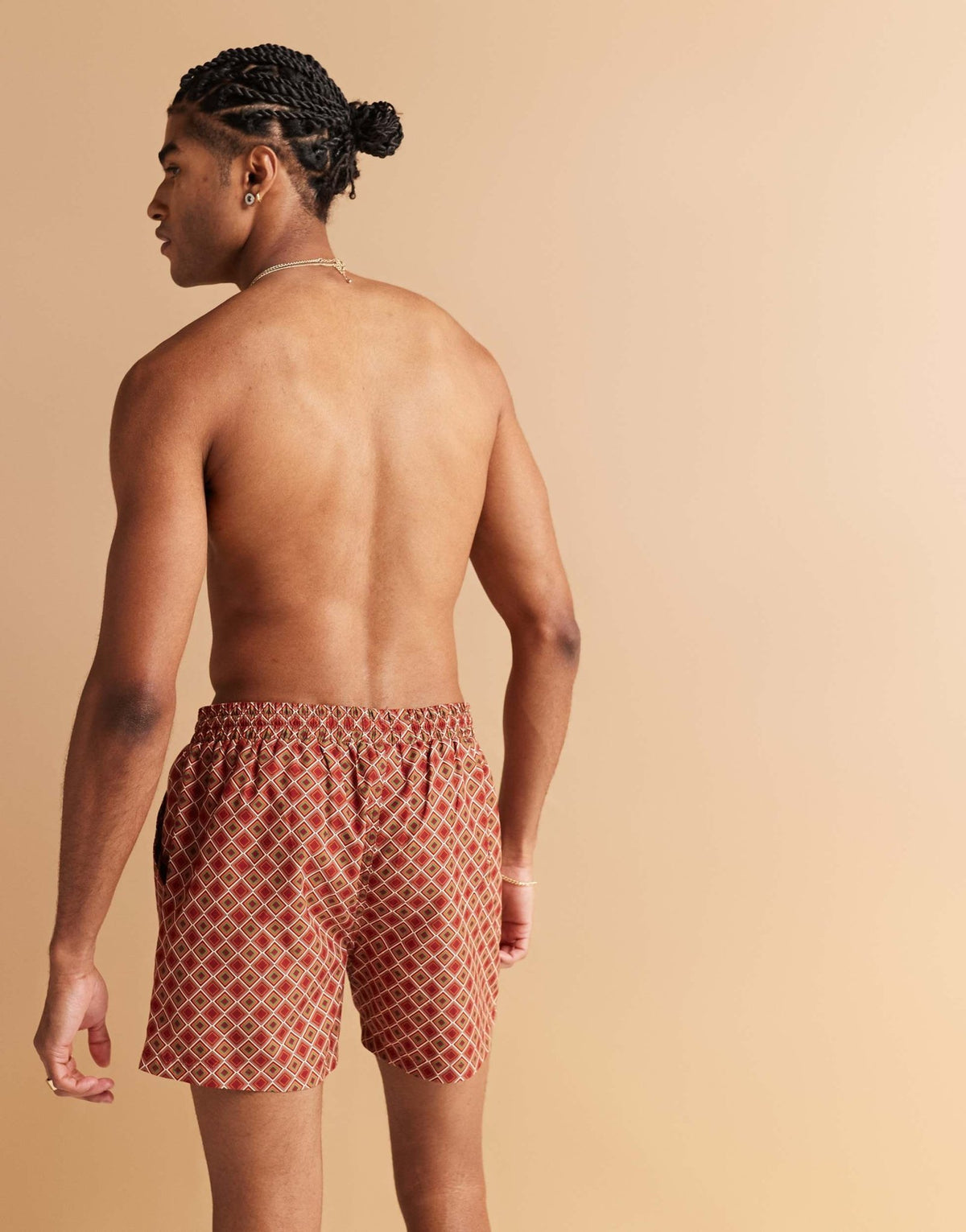 South Beach geo print swimshort in rust - ASOS Sample Sale