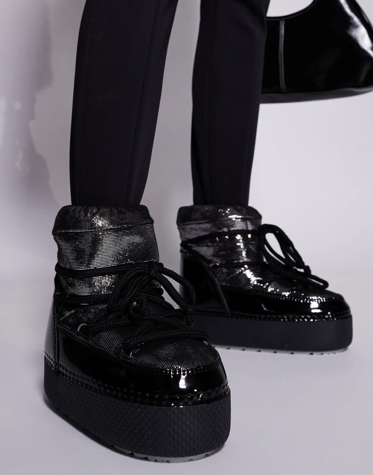 South Beach Lace Up Snow Boot in Black - ASOS Sample Sale