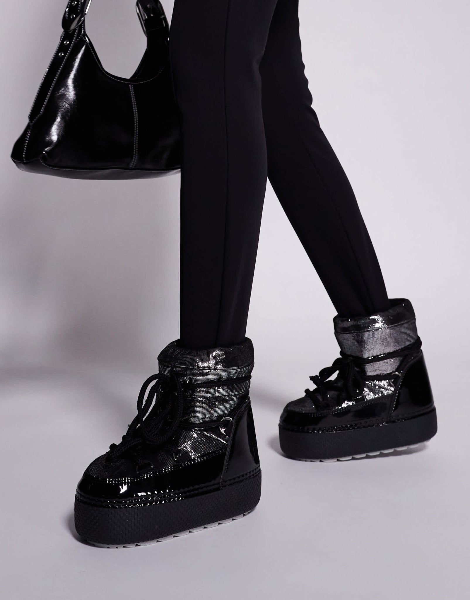 South Beach Lace Up Snow Boot in Black - ASOS Sample Sale
