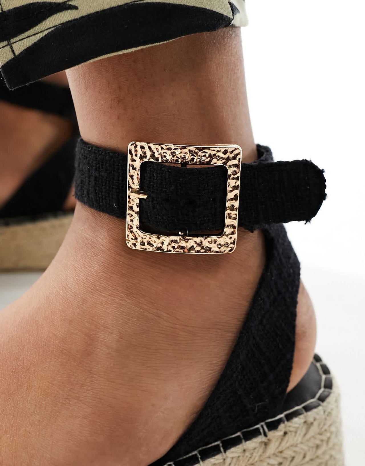 South Beach linen two part espadrille sandals in black - ASOS Sample Sale