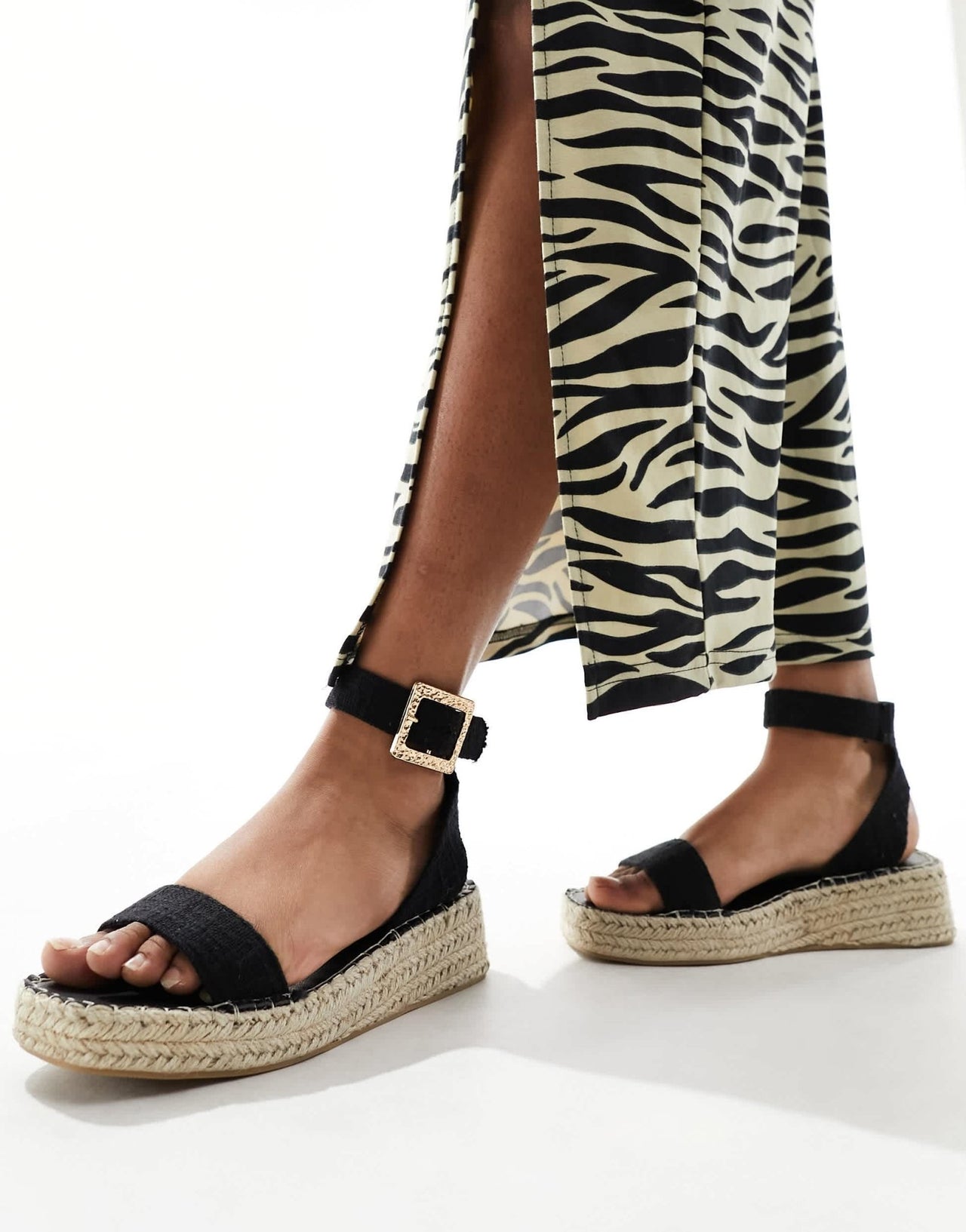 South Beach linen two part espadrille sandals in black - ASOS Sample Sale