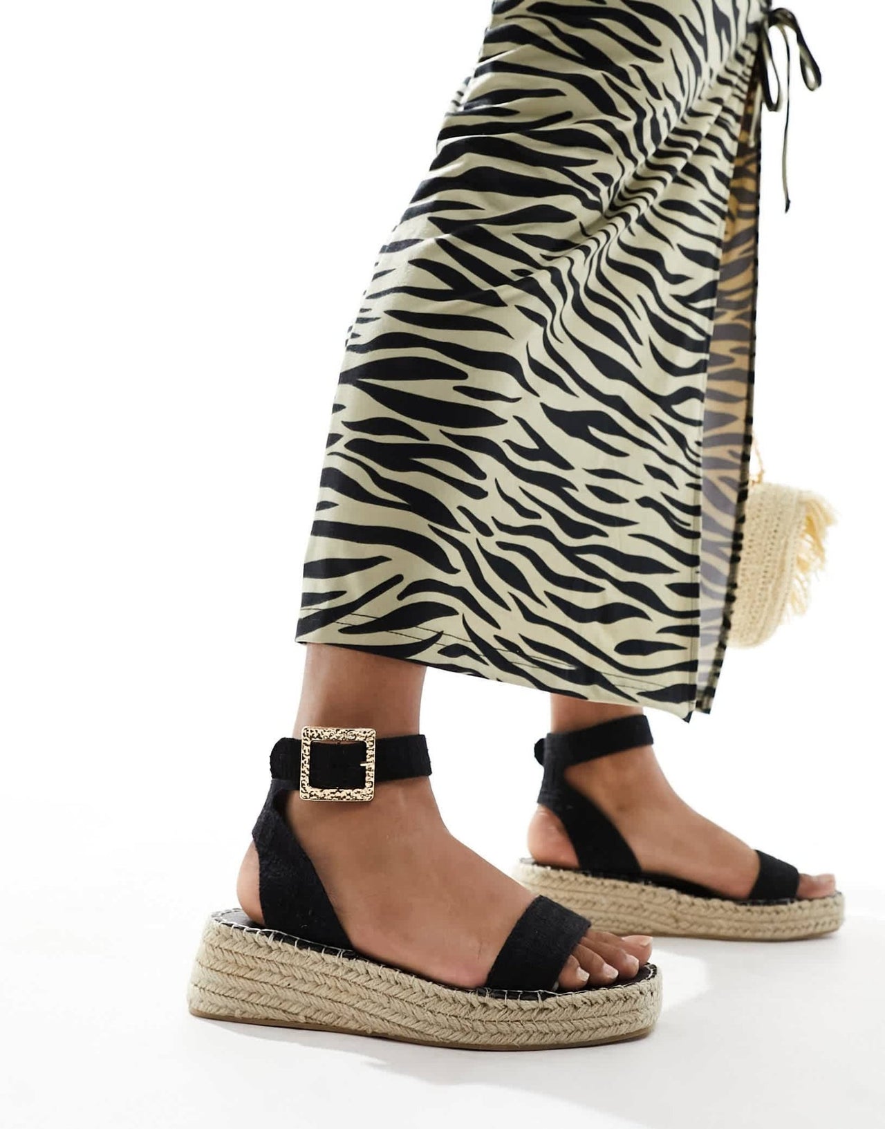 South Beach linen two part espadrille sandals in black - ASOS Sample Sale
