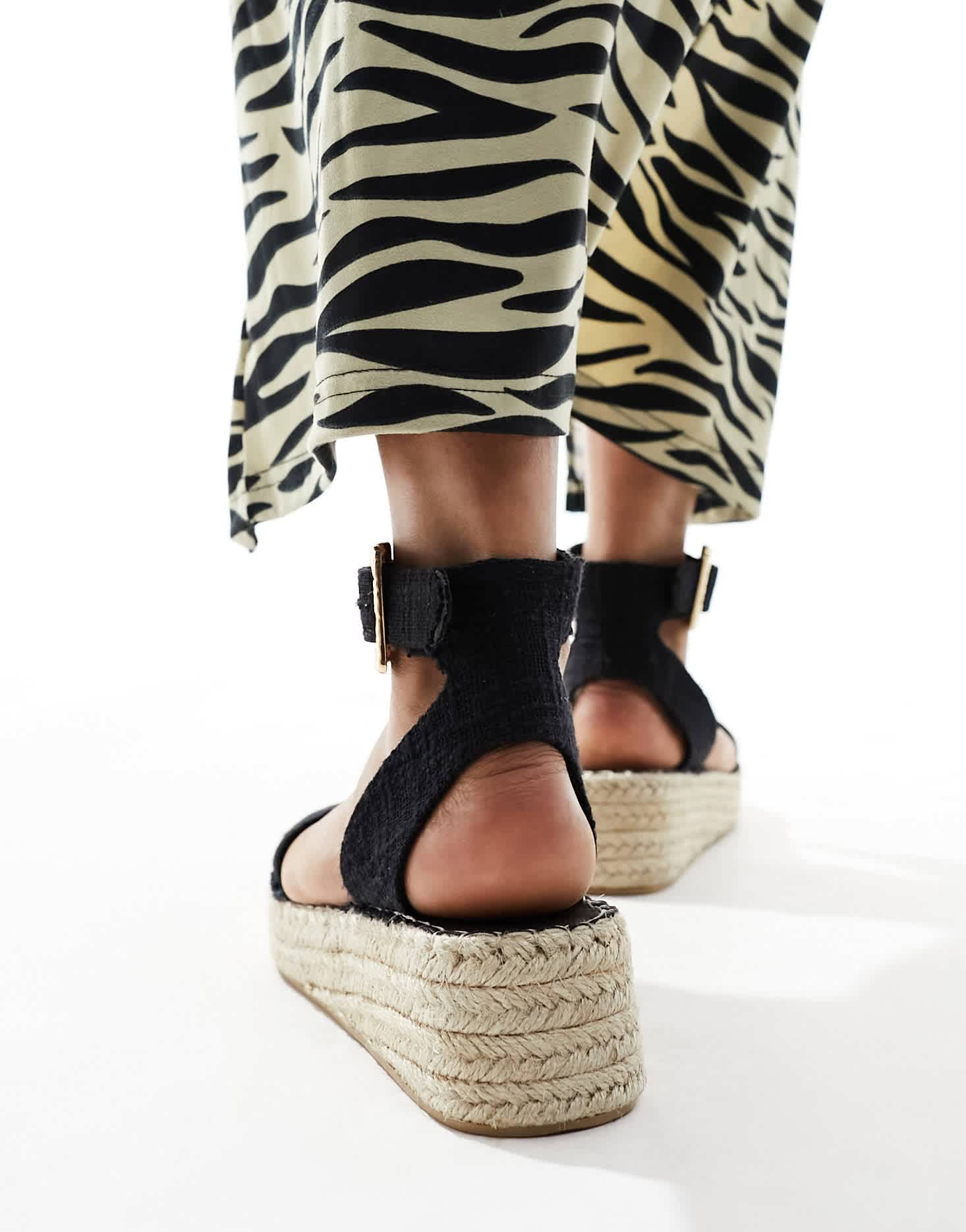 South Beach linen two part espadrille sandals in black - ASOS Sample Sale