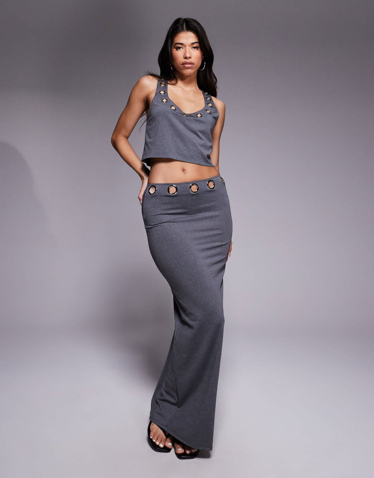 South Beach maxi beach skirt with eyelet detail in grey - ASOS Sample Sale