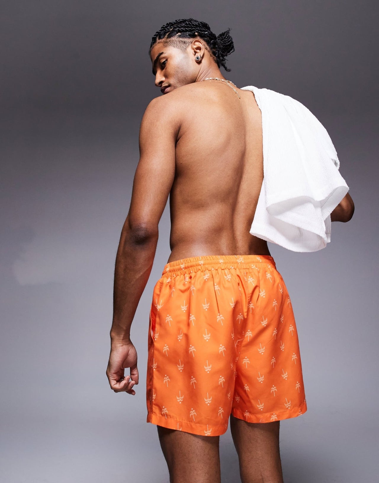 South Beach palm tree print swimshort in orange - ASOS Sample Sale