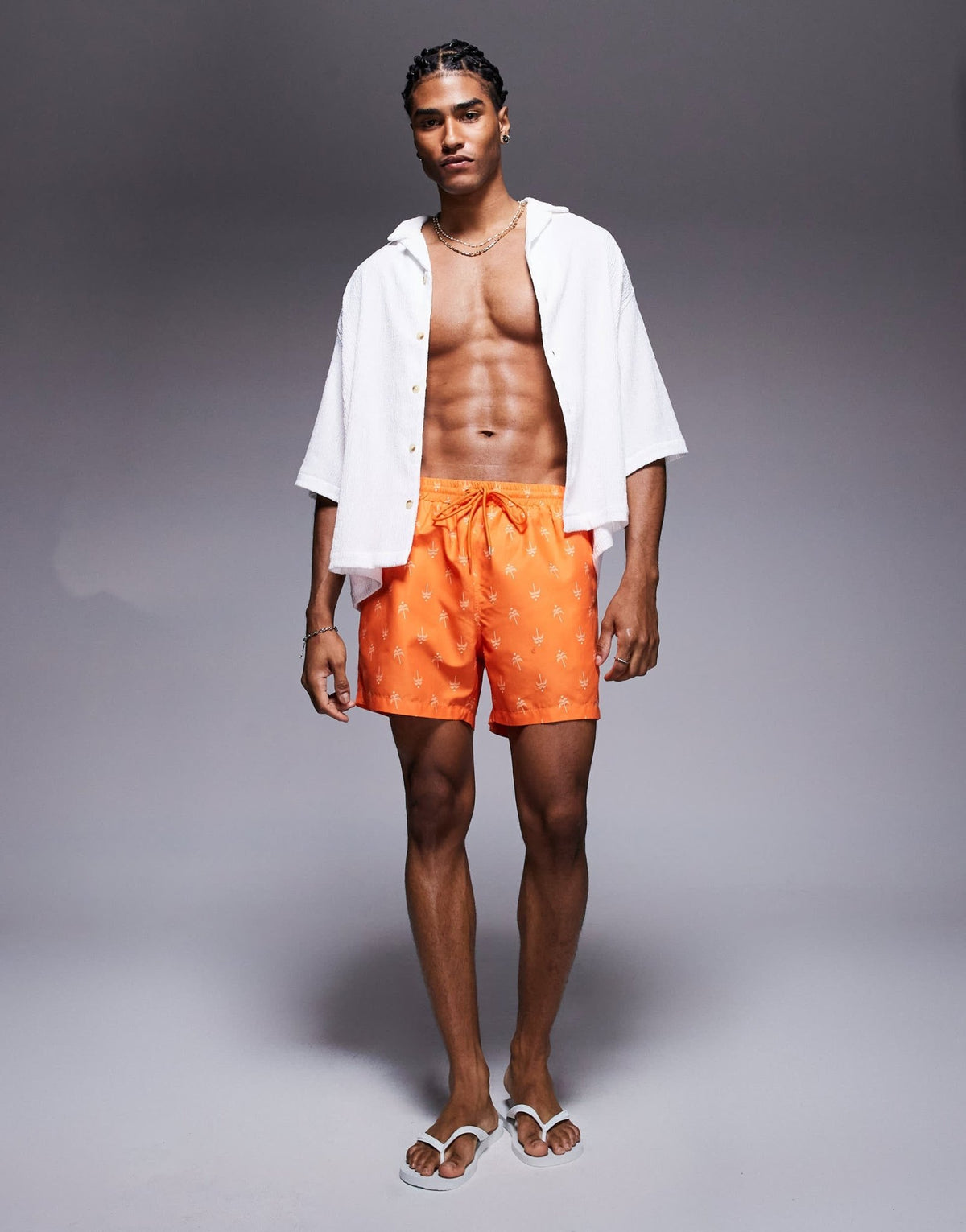 South Beach palm tree print swimshort in orange - ASOS Sample Sale