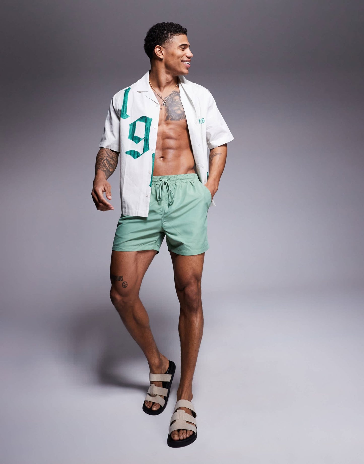 South Beach plain swim short in green - ASOS Sample Sale