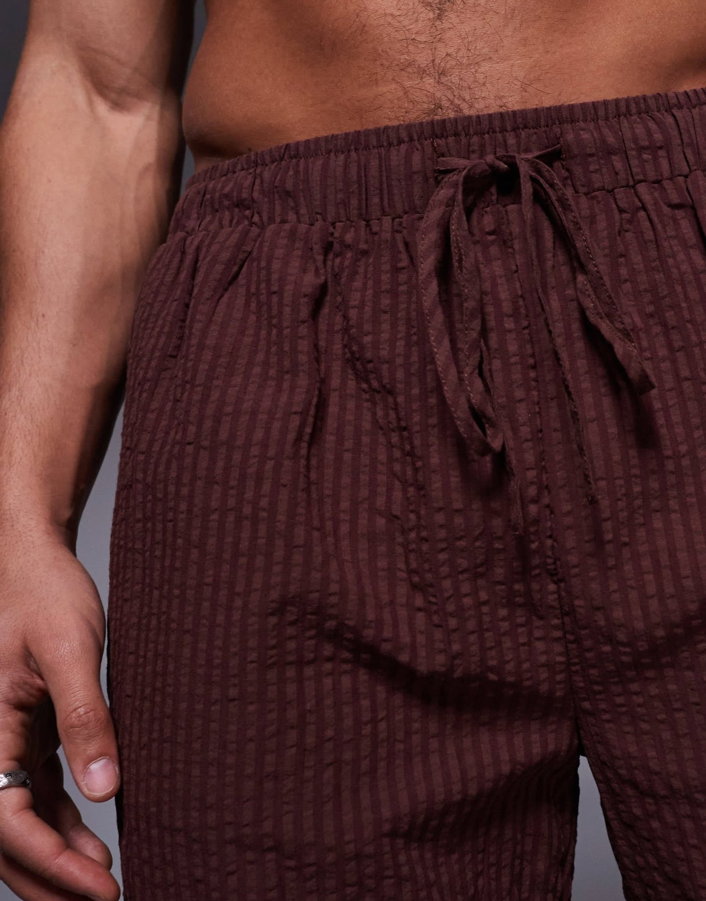 South Beach seersucker beach short co-ord in brown - ASOS Sample Sale