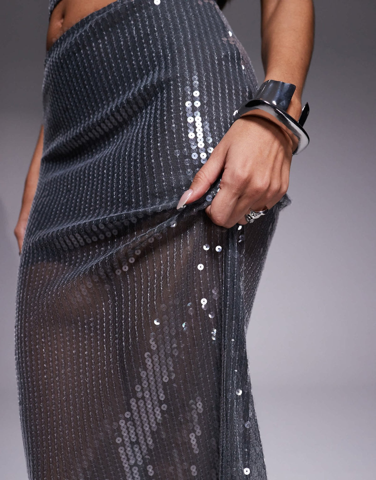 South Beach sequin maxi beach skirt in silver - ASOS Sample Sale