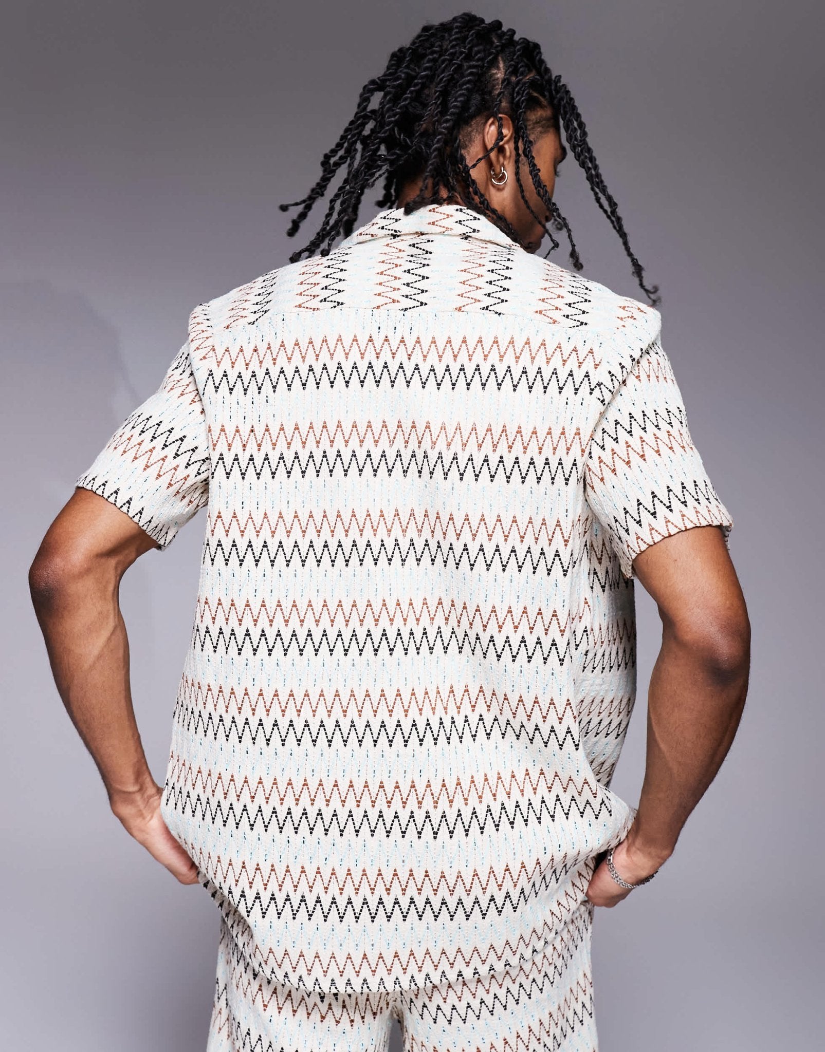South Beach short sleeve beach shirt in multi zig zag stripe - ASOS Sample Sale