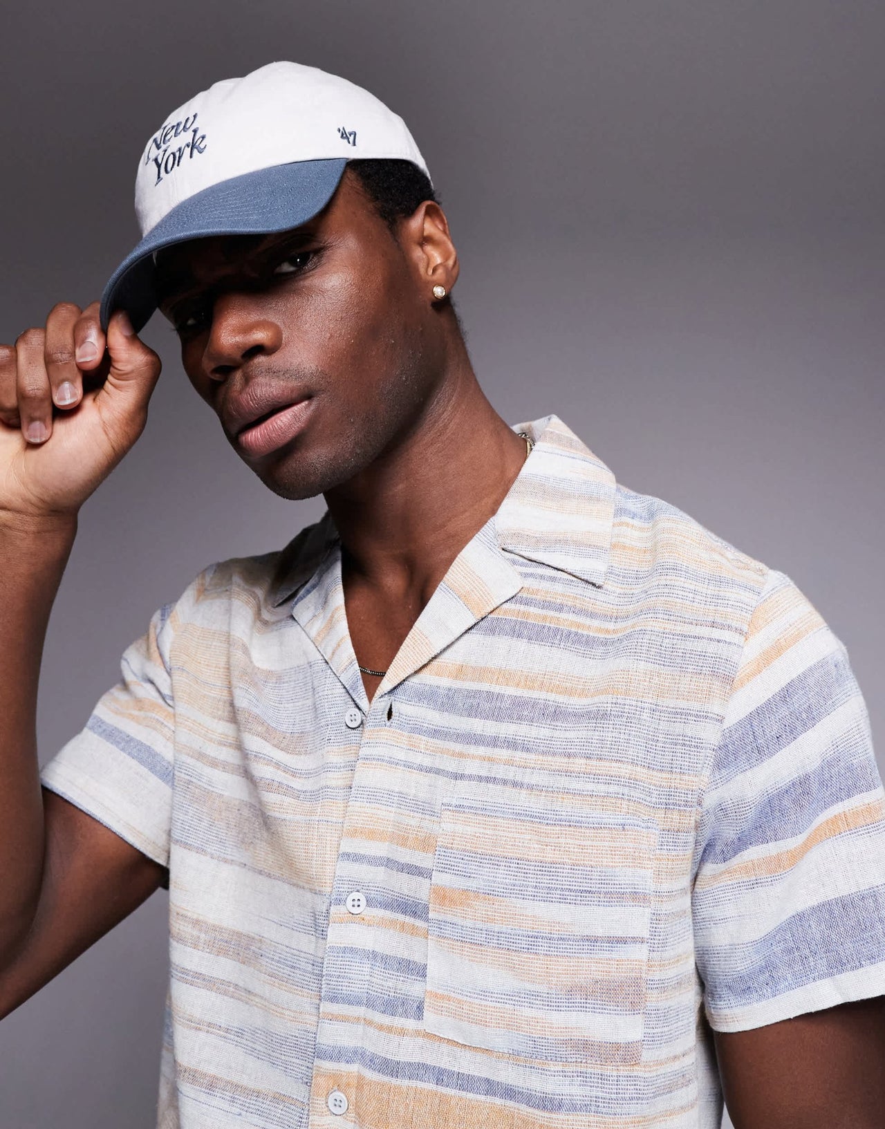 South Beach short sleeve beach shirt in neutral stripe - ASOS Sample Sale