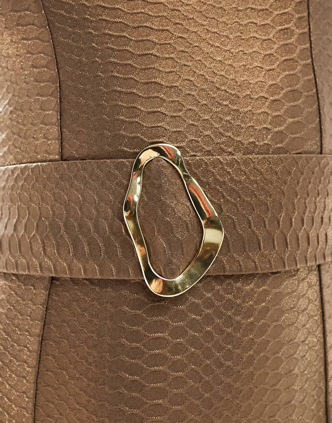 South Beach snake embossed buckle front swimsuit in brown metallic - ASOS Sample Sale